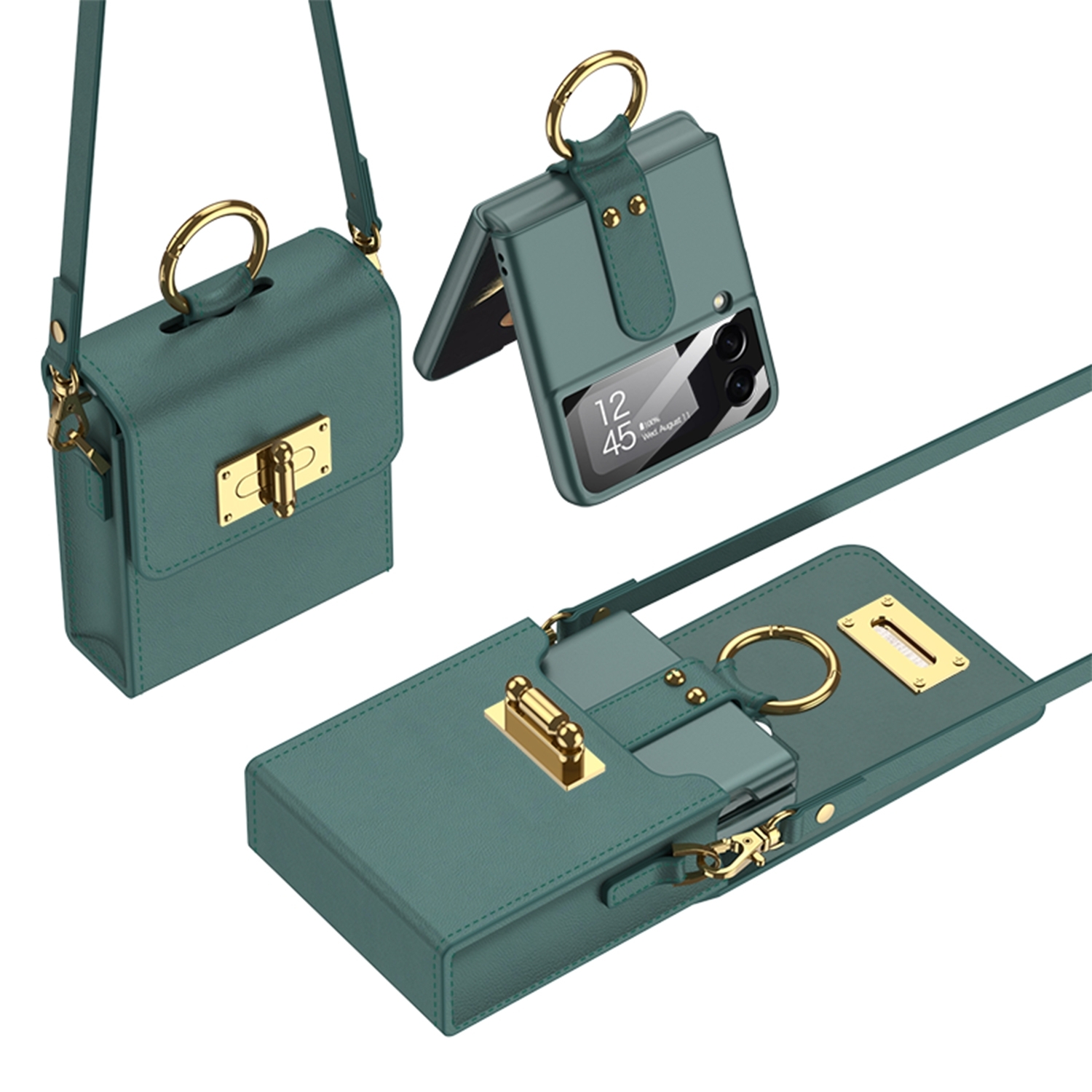 GKK Mini Backpack Plain Phone Bag + Phone Case with Ring For Samsung Galaxy Z Flip4 5G(Forest Green) GKK Mini Backpack Plain Phone Bag + Phone Case with Ring For Samsung Galaxy Z Flip4 5G(Forest Green)