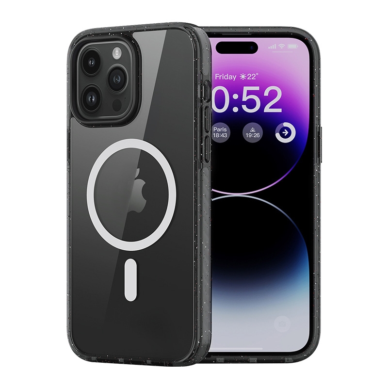 For iPhone 14 Pro Rock Crystal Armor Shockproof Magsafe Phone Case(Transparent Black) For iPhone 14 Pro Rock Crystal Armor Shockproof Magsafe Phone Case(Transparent Black)