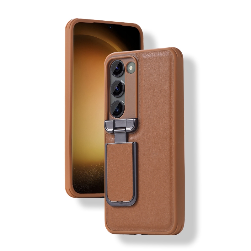 For Samsung Galaxy S23+ 5G Lens Flip Cover TPU+PU Phone Case(Brown) For Samsung Galaxy S23+ 5G Lens Flip Cover TPU+PU Phone Case(Brown)