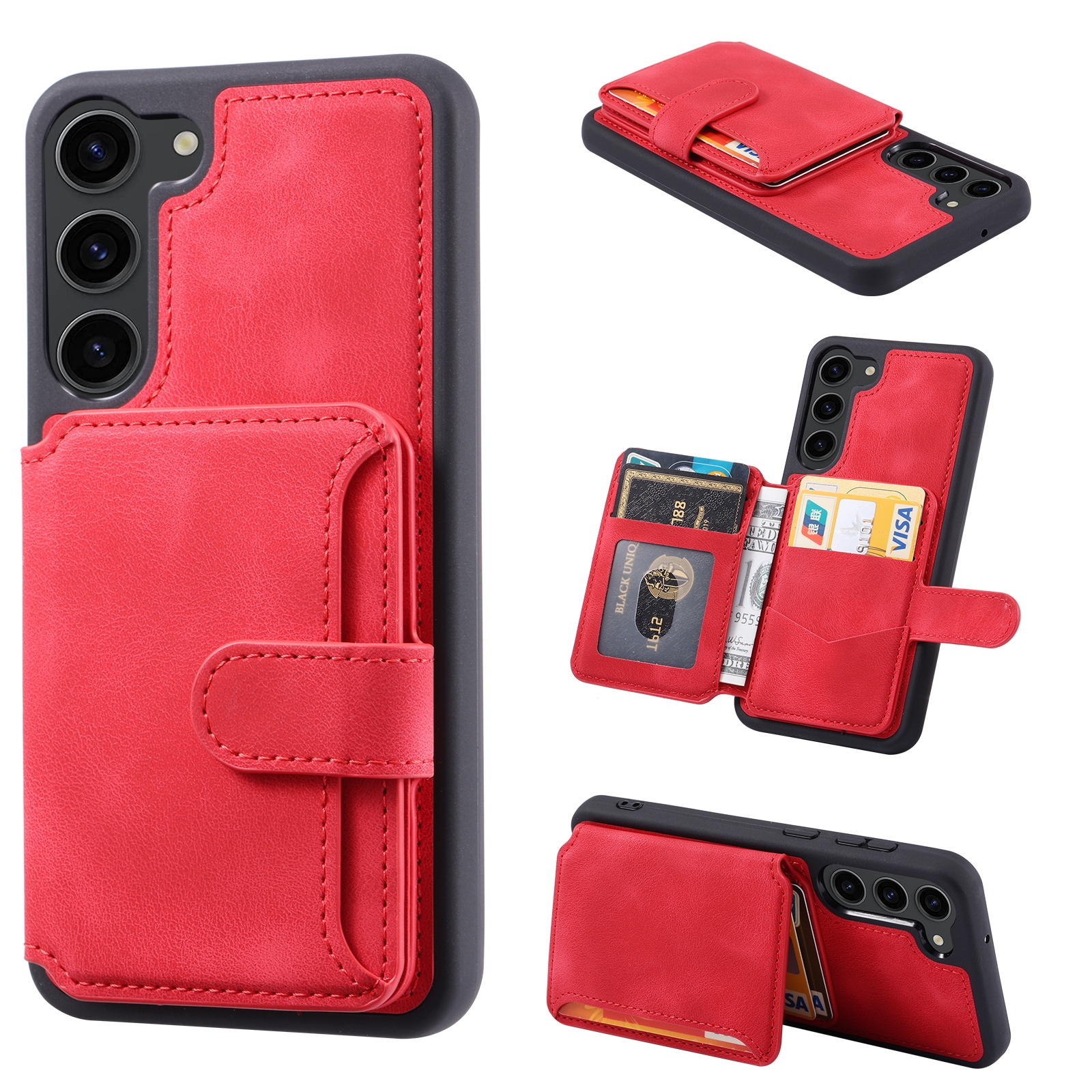 For Samsung Galaxy S24 5G Skin Feel Dream RFID Anti-theft PU Card Bag Phone Case(Red) For Samsung Galaxy S24 5G Skin Feel Dream RFID Anti-theft PU Card Bag Phone Case(Red)