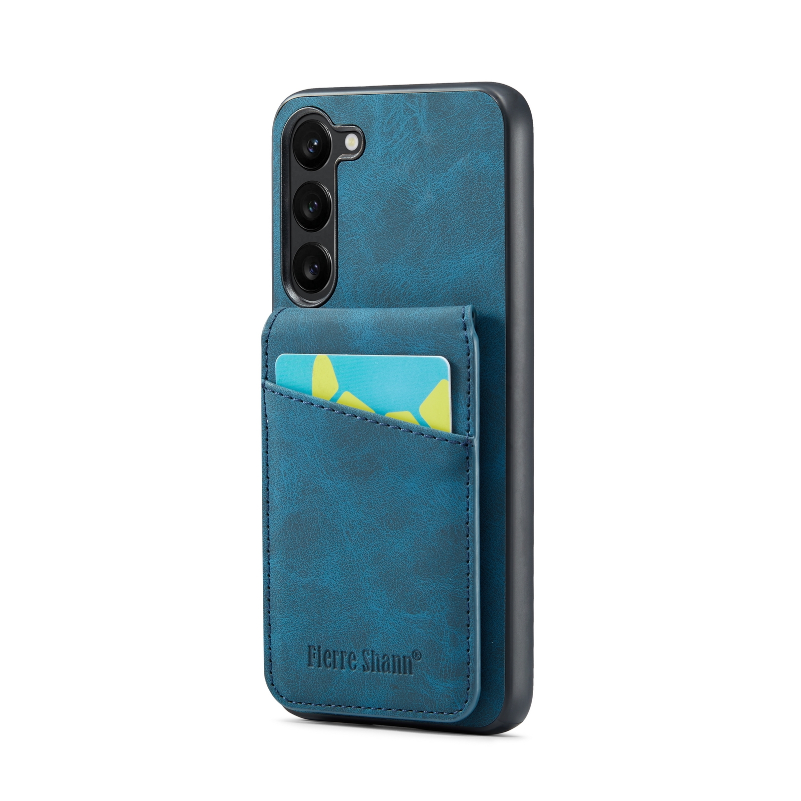 For Samsung Galaxy S23 5G Fierre Shann Crazy Horse Card Holder Back Cover PU Phone Case(Blue) For Samsung Galaxy S23 5G Fierre Shann Crazy Horse Card Holder Back Cover PU Phone Case(Blue)