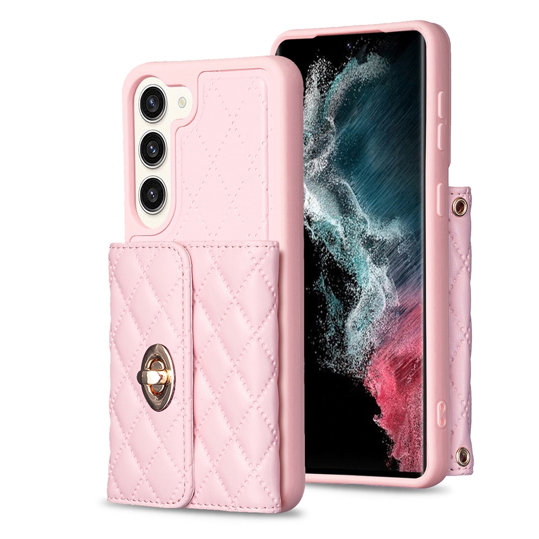 For Samsung Galaxy S23+ 5G Horizontal Metal Buckle Wallet Rhombic Leather Phone Case(Pink) For Samsung Galaxy S23+ 5G Horizontal Metal Buckle Wallet Rhombic Leather Phone Case(Pink)