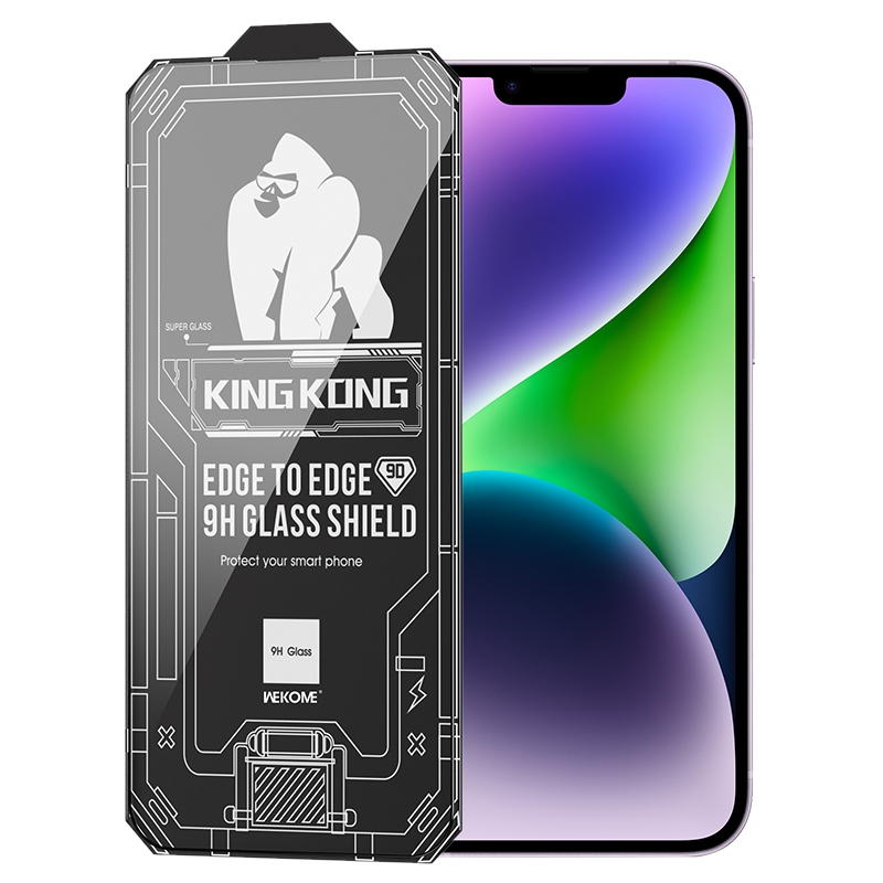 For iPhone 14 WK WTP-066 King Kong Vacha 9D Curved HD Tempered Glass Film(Black) For iPhone 14 WK WTP-066 King Kong Vacha 9D Curved HD Tempered Glass Film(Black)