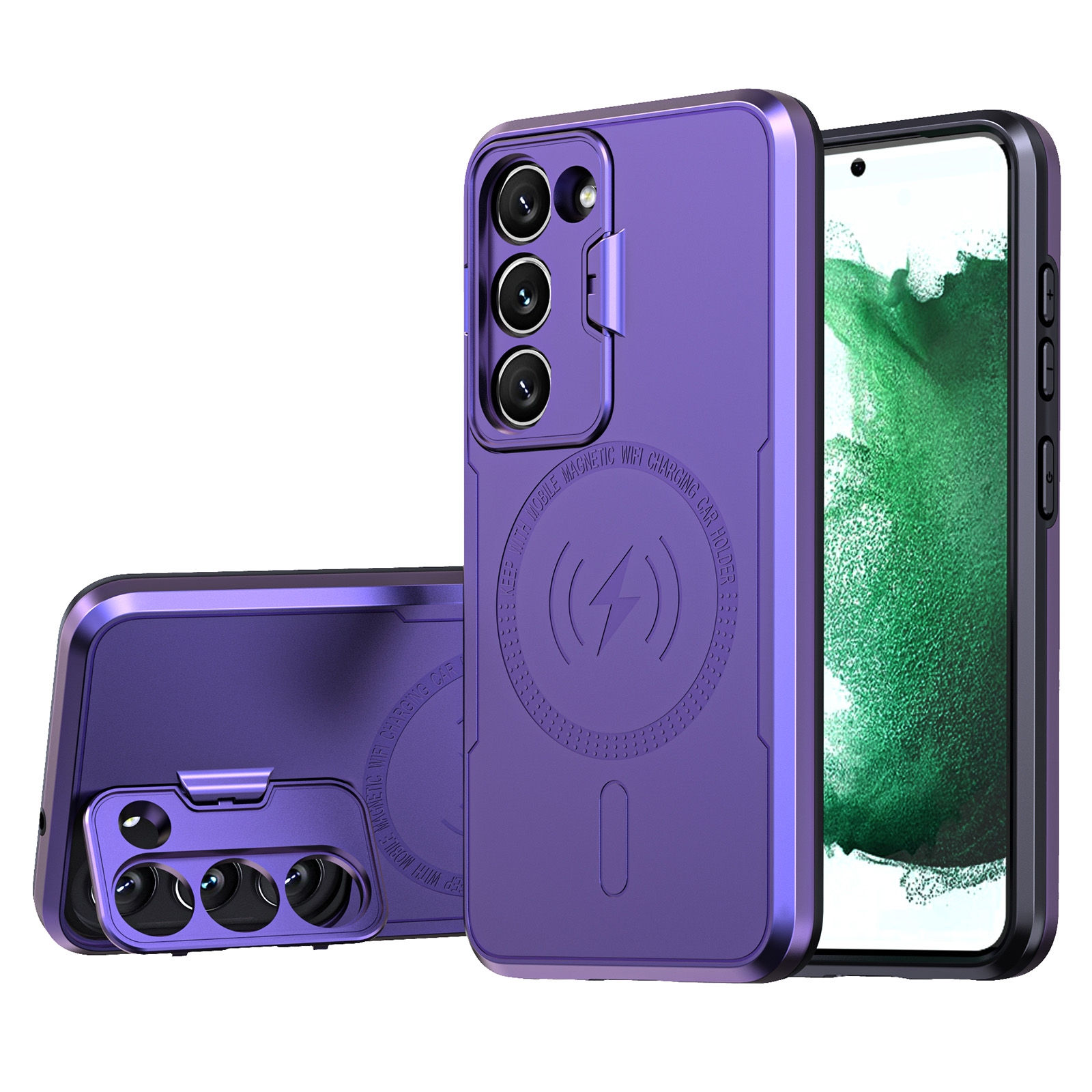 For Samsung Galaxy S20 FE MagSafe Magnetic Invisible Camera Holder Phone Case(Purple) For Samsung Galaxy S20 FE MagSafe Magnetic Invisible Camera Holder Phone Case(Purple)