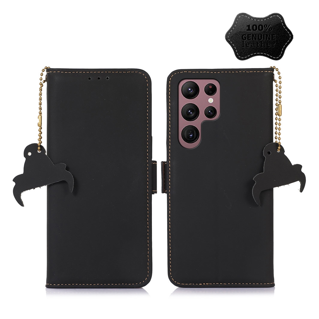 For Samsung Galaxy S24 Ultra 5G Genuine Leather Magnetic RFID Leather Phone Case(Black) For Samsung Galaxy S24 Ultra 5G Genuine Leather Magnetic RFID Leather Phone Case(Black)