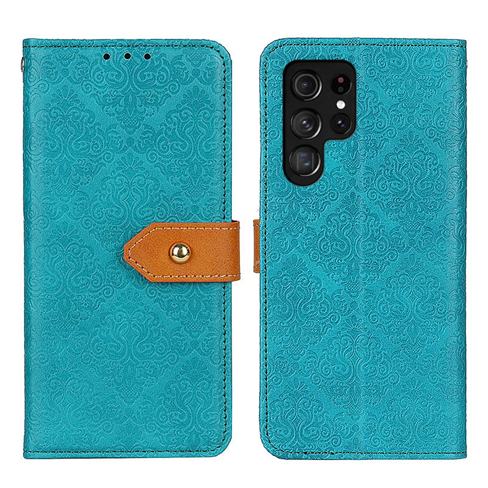 For Samsung Galaxy S24 Ultra European Floral Embossed Leather Phone Case(Blue) For Samsung Galaxy S24 Ultra European Floral Embossed Leather Phone Case(Blue)