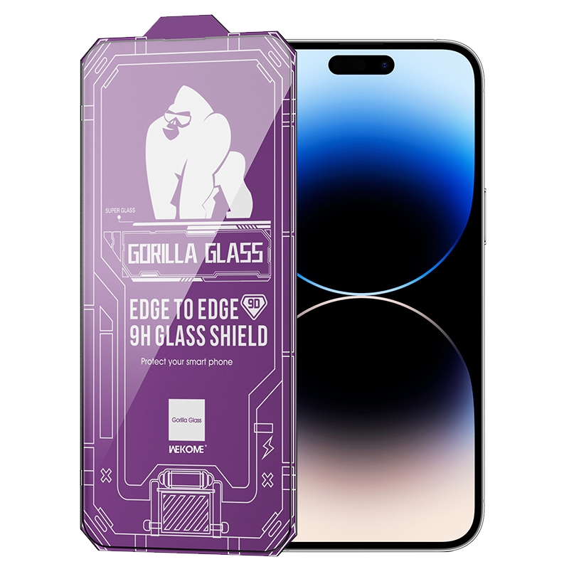 For iPhone 14 Pro Max WK WTP-068 King Kong Vacha Corning 9D Curved HD Tempered Glass Film(Black) For iPhone 14 Pro Max WK WTP-068 King Kong Vacha Corning 9D Curved HD Tempered Glass Film(Black)