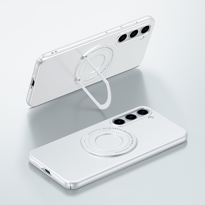 For Samsung Galaxy S23+ 5G Matte Magsafe Magnetic Phone Case with Trolley Holder(White) For Samsung Galaxy S23+ 5G Matte Magsafe Magnetic Phone Case with Trolley Holder(White)