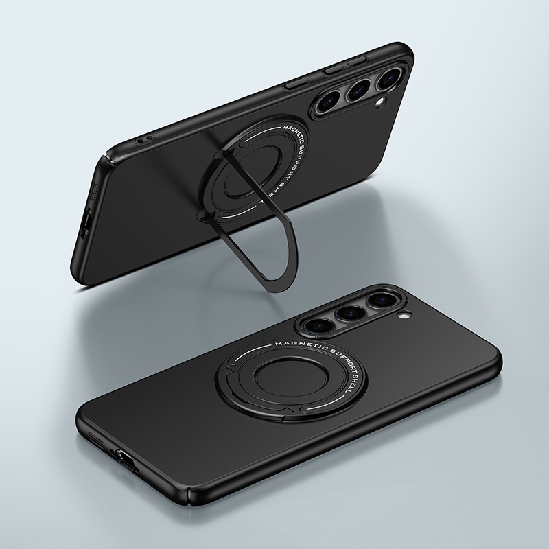 For Samsung Galaxy S23+ 5G Matte Magsafe Magnetic Phone Case with Trolley Holder(Black) For Samsung Galaxy S23+ 5G Matte Magsafe Magnetic Phone Case with Trolley Holder(Black)