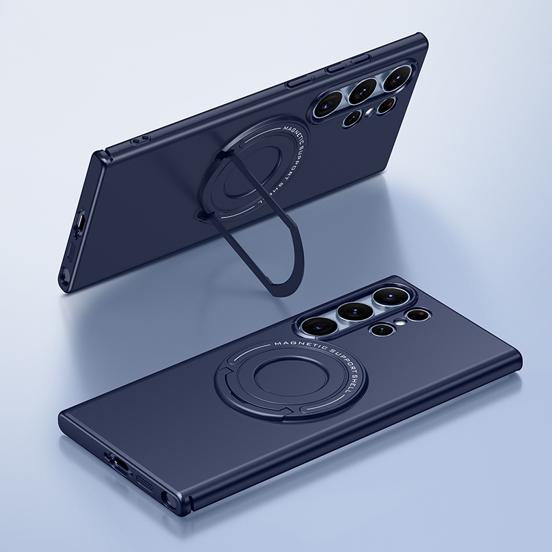 For Samsung Galaxy S23 Ultra 5G Matte Magsafe Magnetic Phone Case with Trolley Holder(Dark Blue) For Samsung Galaxy S23 Ultra 5G Matte Magsafe Magnetic Phone Case with Trolley Holder(Dark Blue)