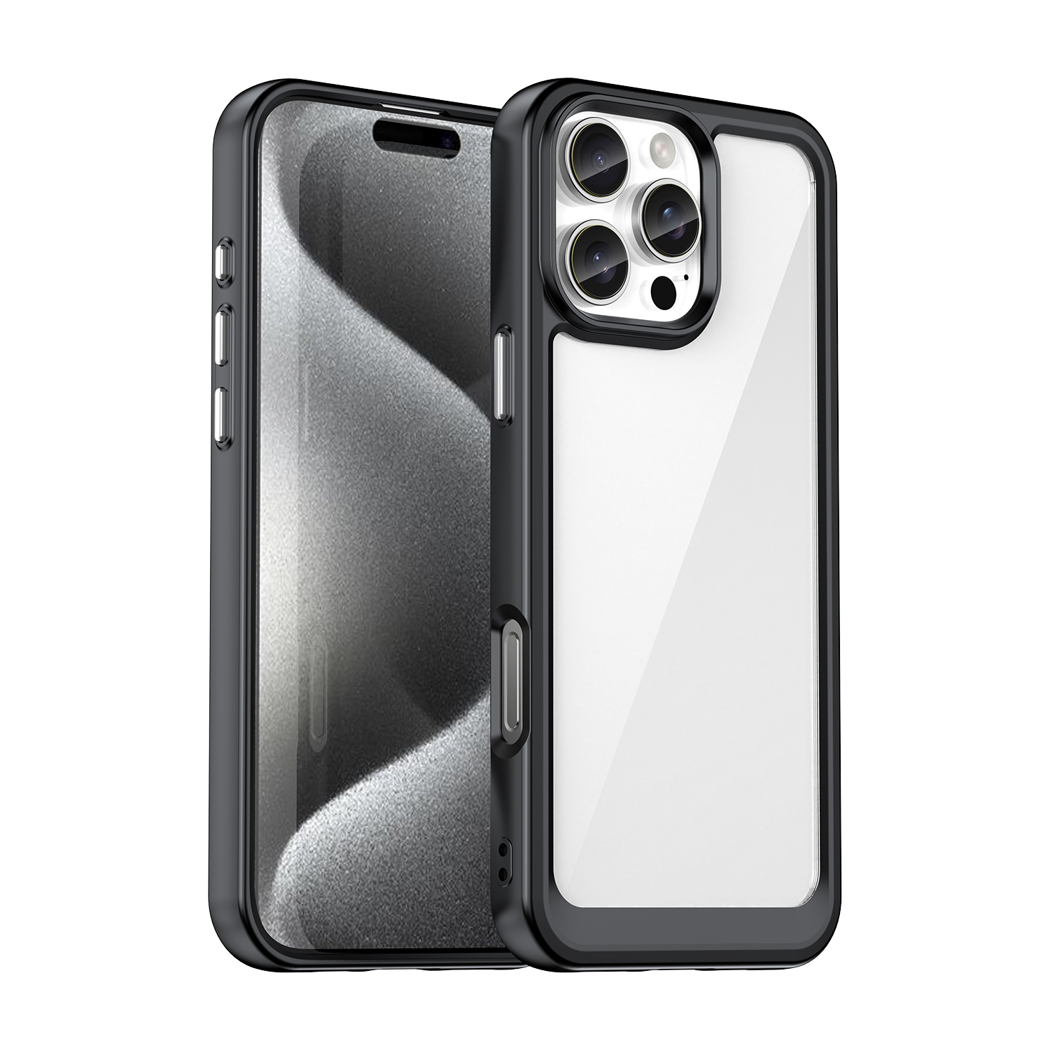 For iPhone 16 Pro Max Colorful Series Acrylic + TPU Phone Case(Black) For iPhone 16 Pro Max Colorful Series Acrylic + TPU Phone Case(Black)