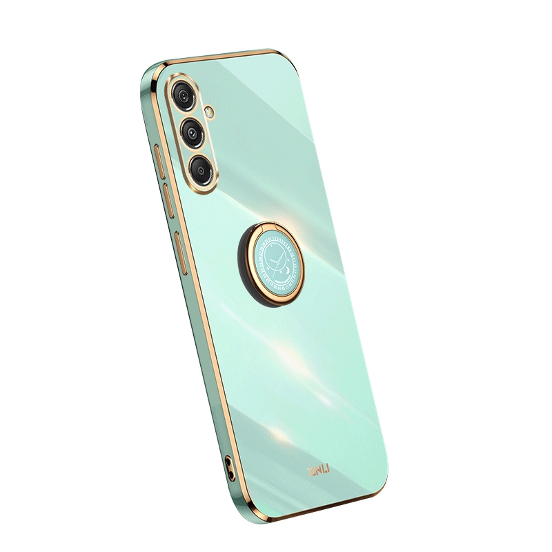 For Samsung Galaxy S23 FE 5G XINLI Straight Edge 6D Electroplate TPU Phone Case with Ring Holder(Mint Green) For Samsung Galaxy S23 FE 5G XINLI Straight Edge 6D Electroplate TPU Phone Case with Ring Holder(Mint Green)