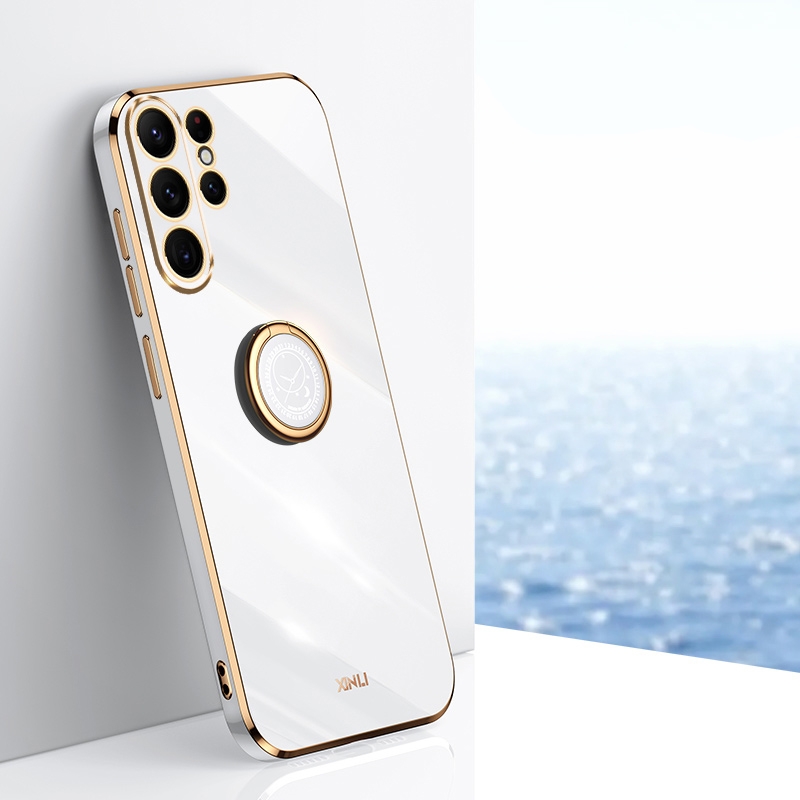 For Samsung Galaxy S24 Ultra 5G XINLI Straight Edge 6D Electroplate TPU Phone Case with Ring Holder(White) For Samsung Galaxy S24 Ultra 5G XINLI Straight Edge 6D Electroplate TPU Phone Case with Ring Holder(White)