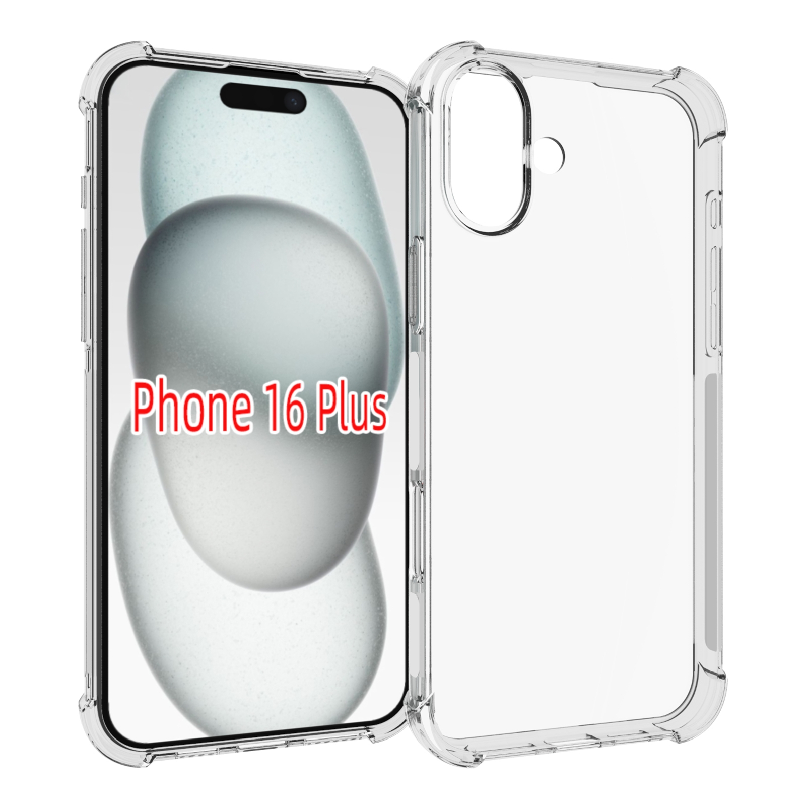 For iPhone 16 Plus Shockproof Non-slip Thickening TPU Phone Case(Transparent) For iPhone 16 Plus Shockproof Non-slip Thickening TPU Phone Case(Transparent)