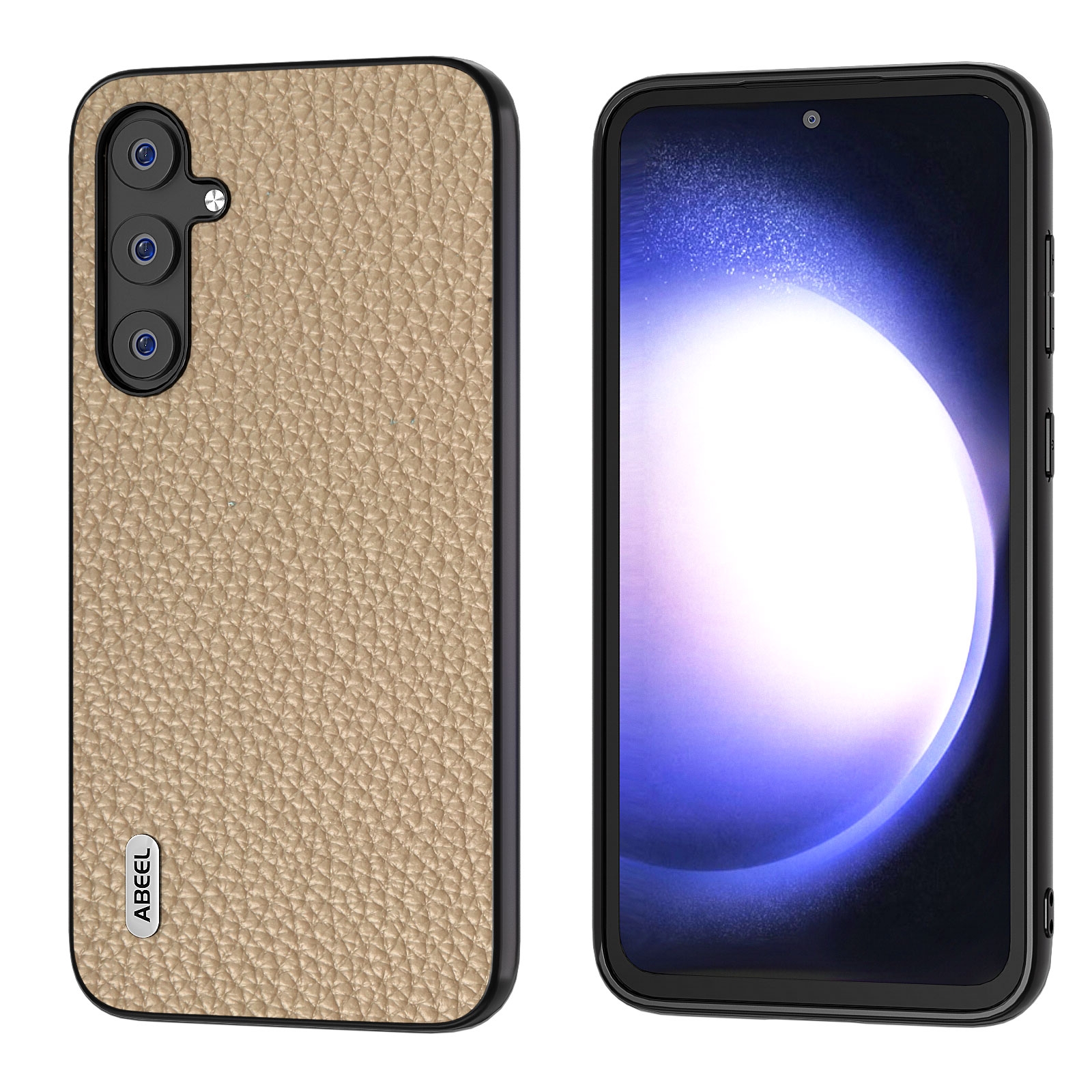 For Samsung Galaxy S23 FE 5G ABEEL Genuine Leather Litchi Texture Phone Case(Grey)