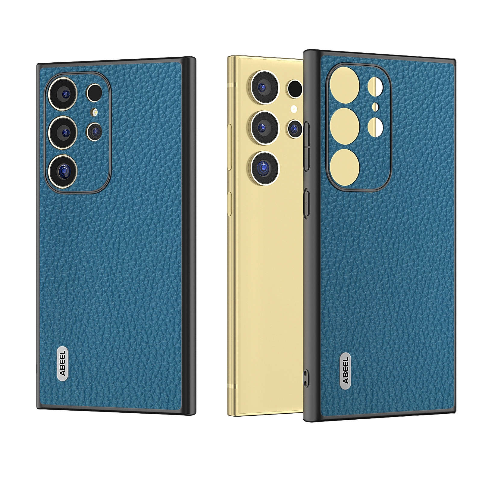 For Samsung Galaxy S24 Ultra 5G ABEEL Genuine Leather Litchi Texture Phone Case(Blue) For Samsung Galaxy S24 Ultra 5G ABEEL Genuine Leather Litchi Texture Phone Case(Blue)