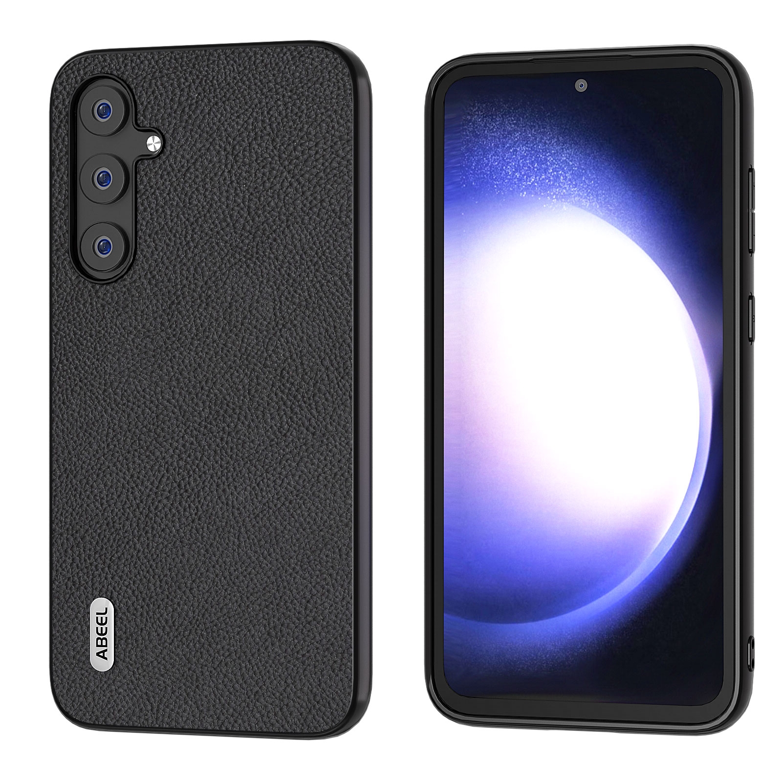 For Samsung Galaxy S23 FE 5G ABEEL Genuine Leather + PC Litchi Texture Phone Case(Black) For Samsung Galaxy S23 FE 5G ABEEL Genuine Leather + PC Litchi Texture Phone Case(Black)