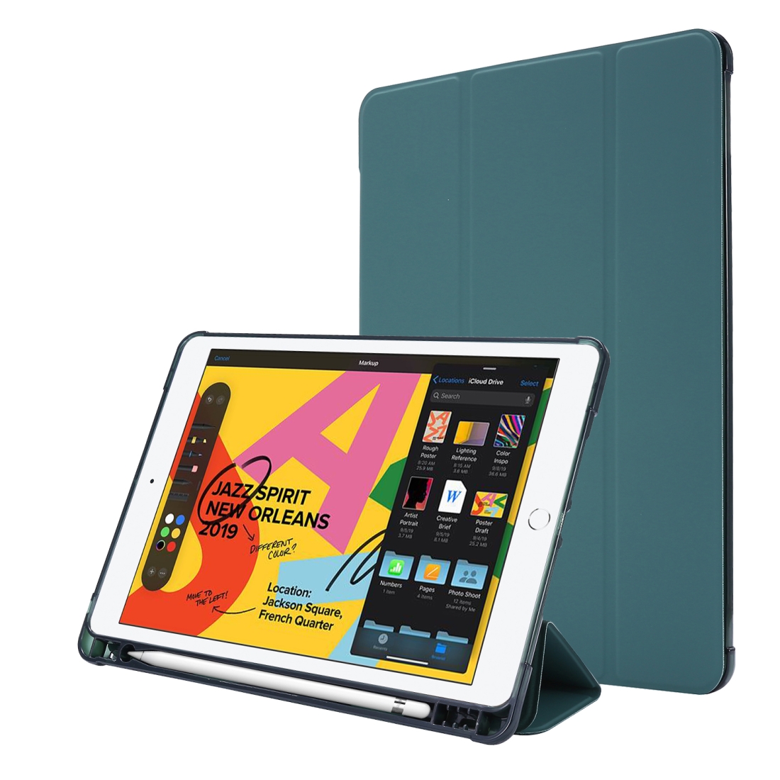 For iPad 10.2 2021 / 2020 / 2019 Airbag Horizontal Flip Leather Case with Three-fold Holder & Pen Holder(Dark Green) For iPad 10.2 2021 / 2020 / 2019 Airbag Horizontal Flip Leather Case with Three-fold Holder & Pen Holder(Dark Green)