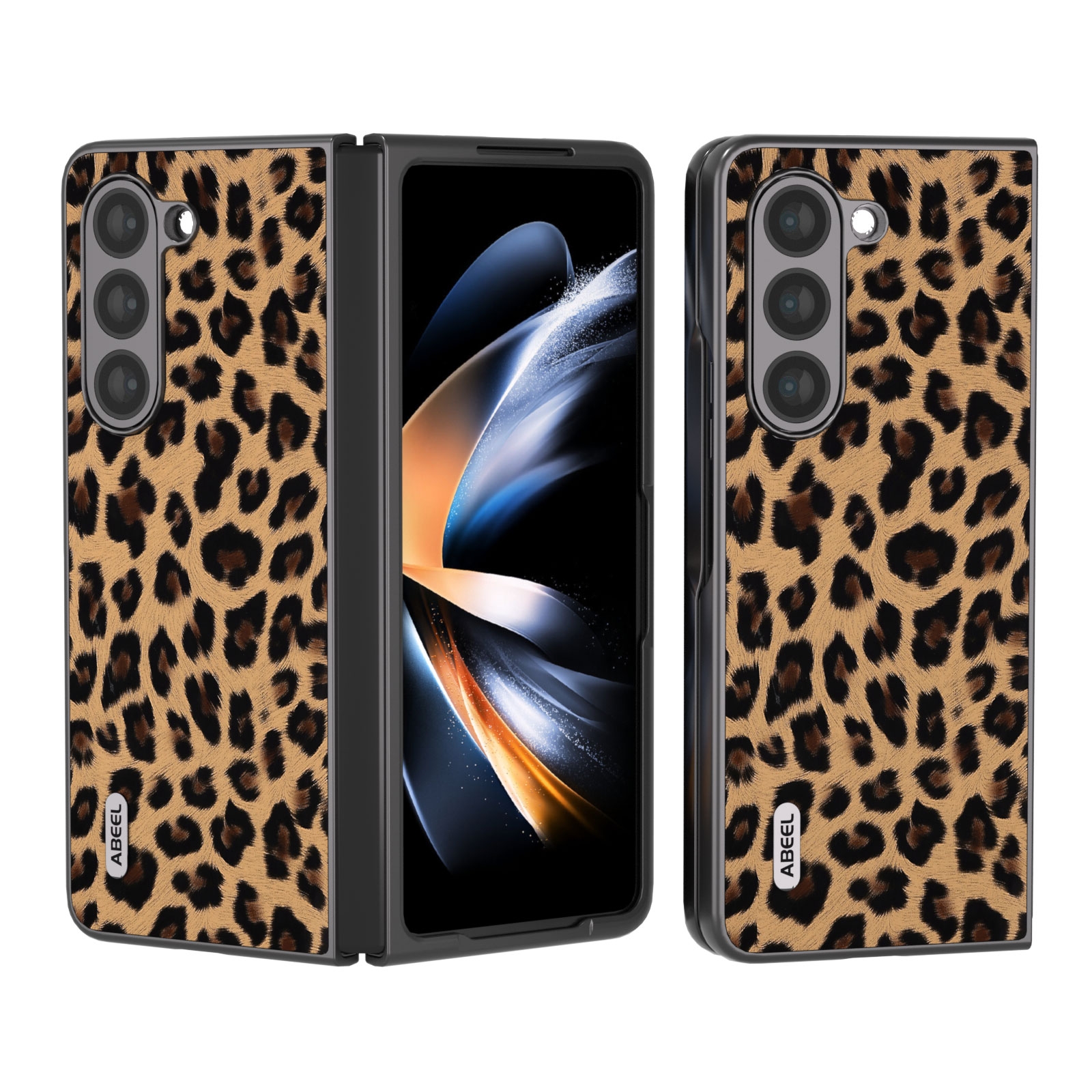 For Samsung Galaxy Z Fold5 ABEEL Black Edge Leopard Phone Case(Champagne Gold) For Samsung Galaxy Z Fold5 ABEEL Black Edge Leopard Phone Case(Champagne Gold)