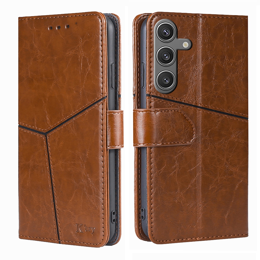 For Samsung Galaxy S24 5G Geometric Stitching Leather Phone Case(Light Brown) For Samsung Galaxy S24 5G Geometric Stitching Leather Phone Case(Light Brown)