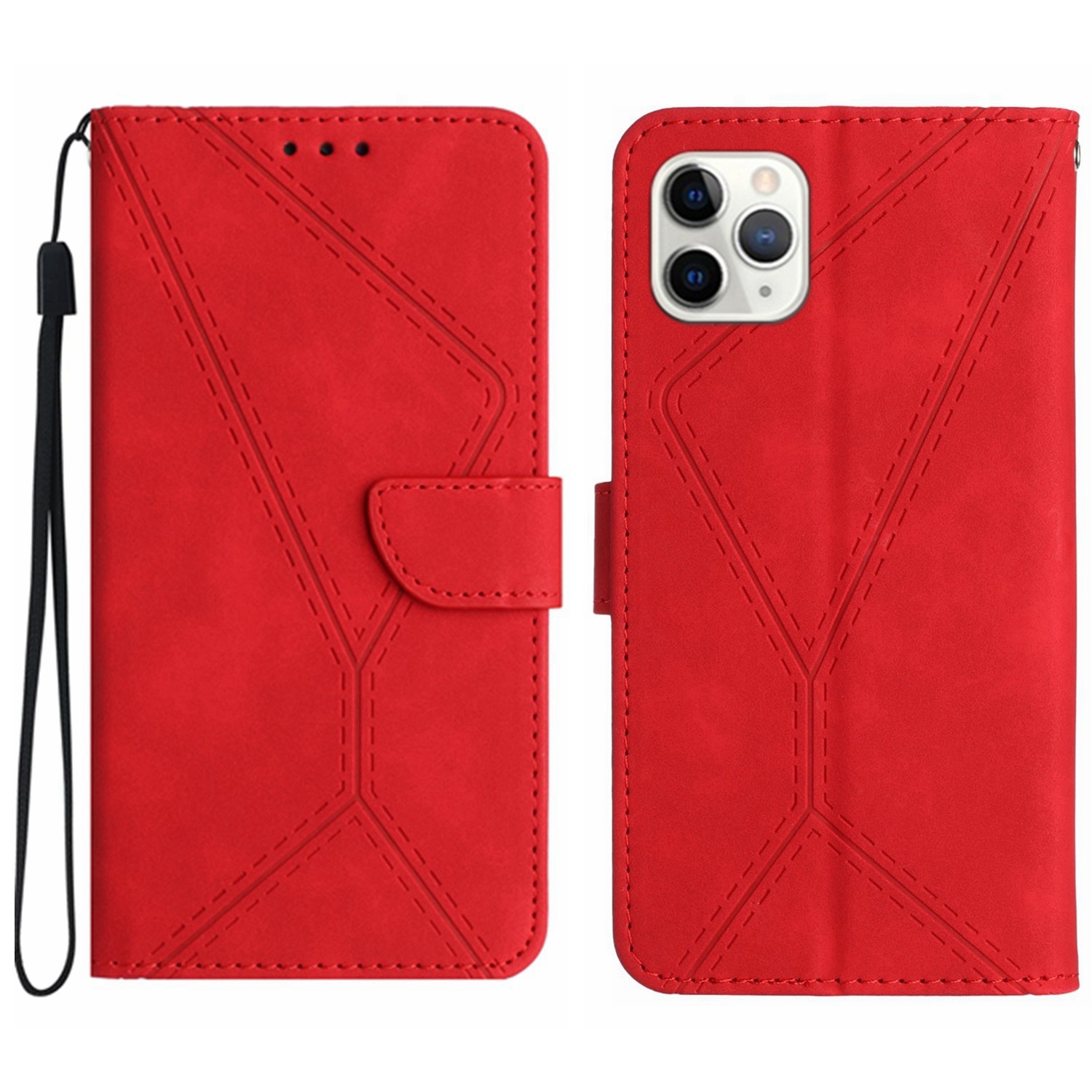 For iPhone 11 Pro Stitching Embossed Leather Phone Case(Red) For iPhone 11 Pro Stitching Embossed Leather Phone Case(Red)
