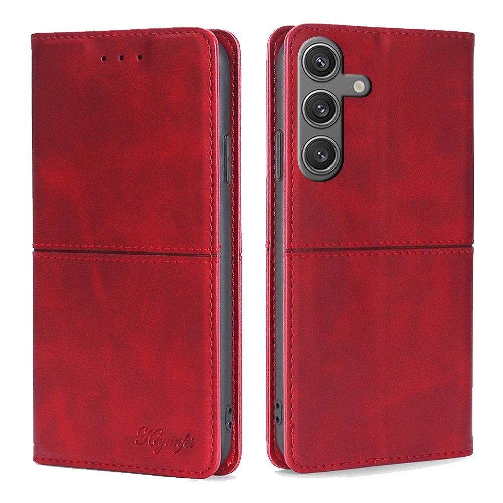 For Samsung Galaxy S24 5G Cow Texture Magnetic Leather Phone Case(Red) For Samsung Galaxy S24 5G Cow Texture Magnetic Leather Phone Case(Red)