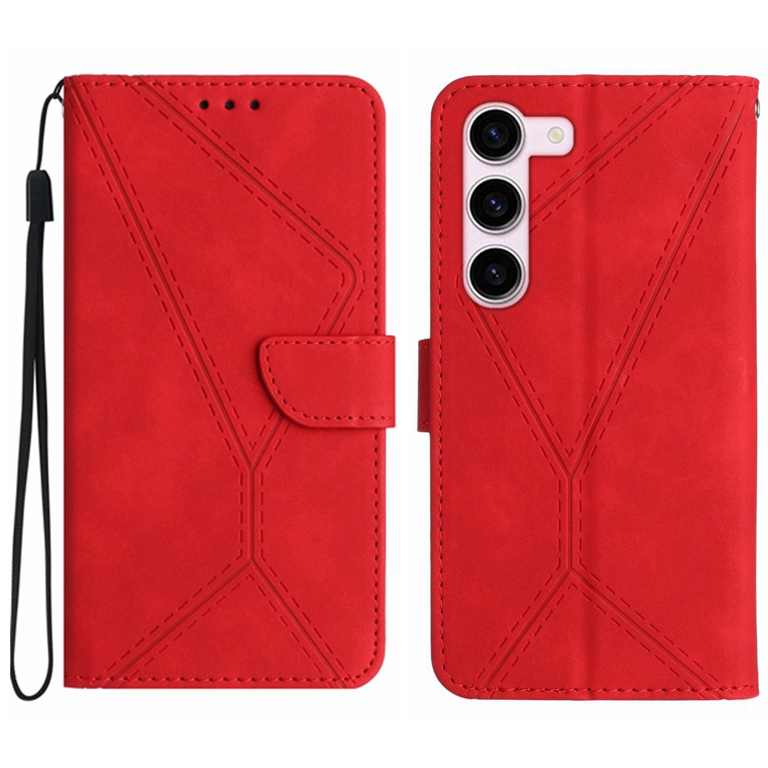 For Samsung Galaxy S23+ 5G Stitching Embossed Leather Phone Case(Red) For Samsung Galaxy S23+ 5G Stitching Embossed Leather Phone Case(Red)
