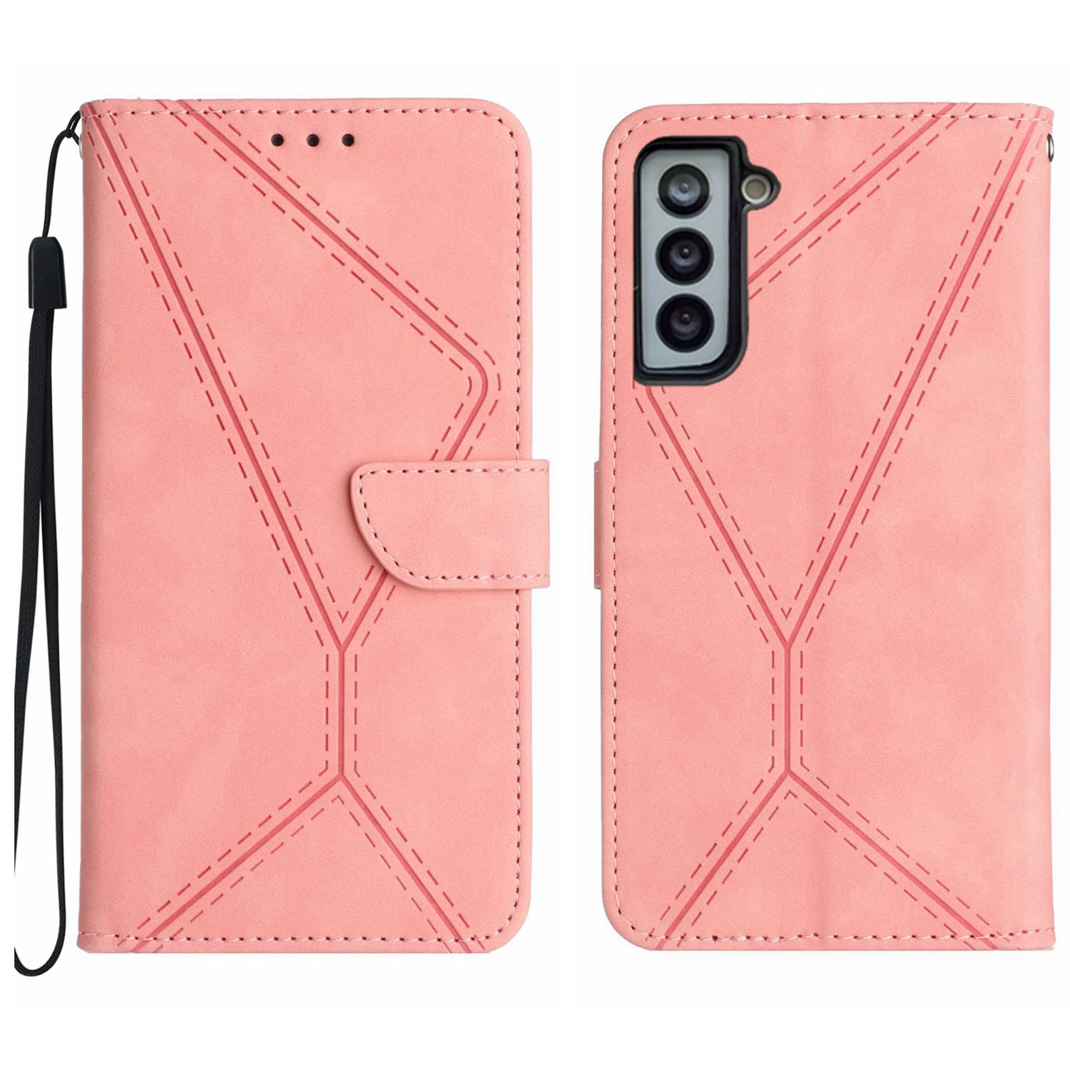 For Samsung Galaxy S22 5G Stitching Embossed Leather Phone Case(Pink) For Samsung Galaxy S22 5G Stitching Embossed Leather Phone Case(Pink)