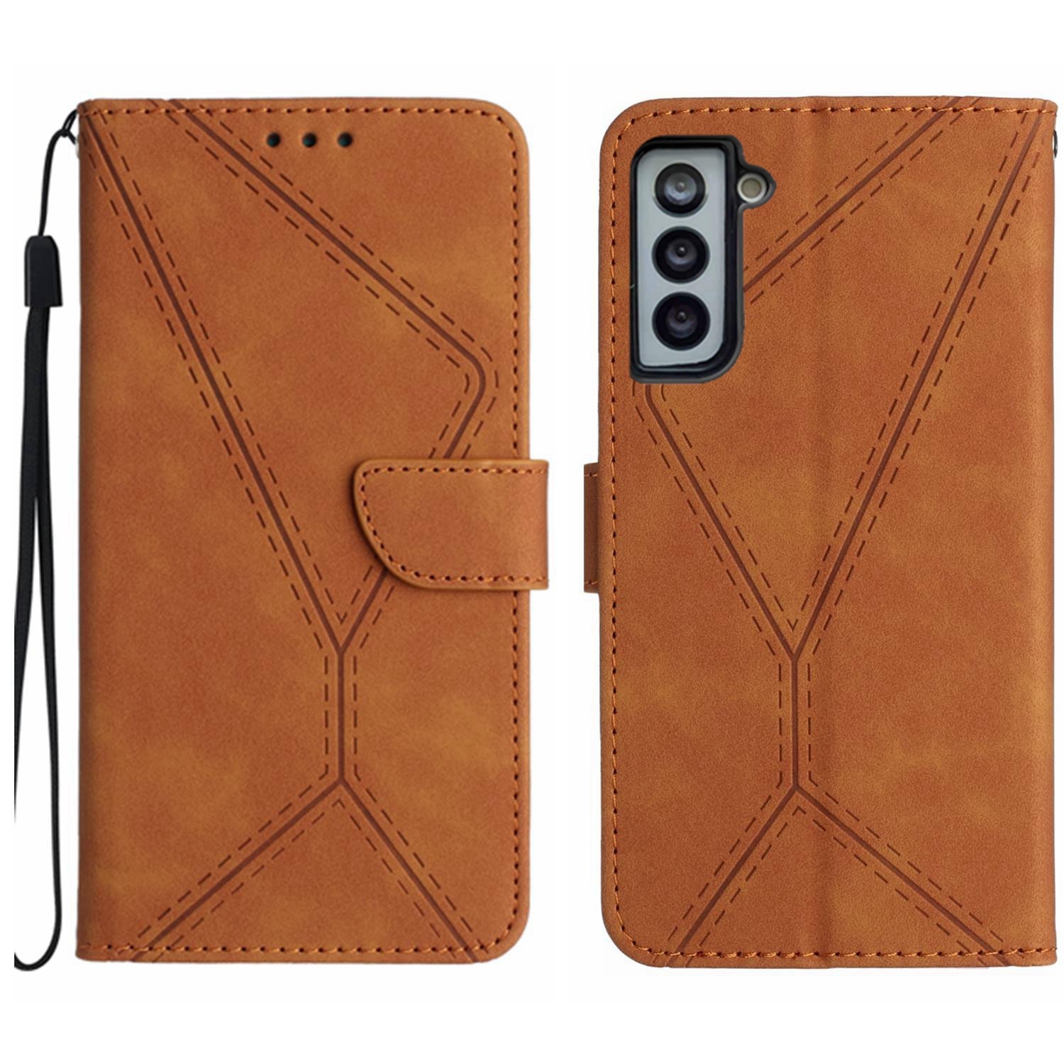 For Samsung Galaxy S22+ 5G Stitching Embossed Leather Phone Case(Brown) For Samsung Galaxy S22+ 5G Stitching Embossed Leather Phone Case(Brown)