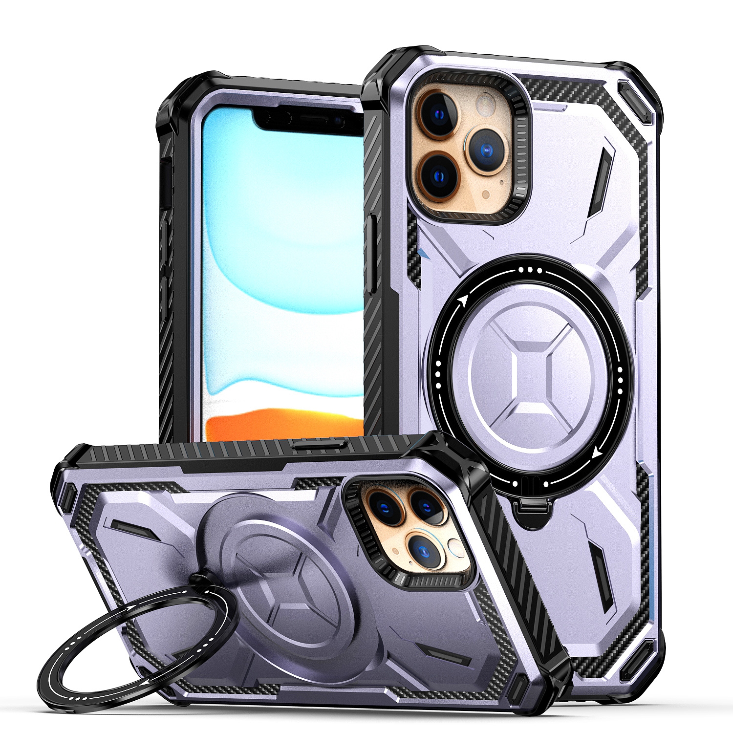 For iPhone 11 Pro Armor Series Holder Phone Case(Light Purple) For iPhone 11 Pro Armor Series Holder Phone Case(Light Purple)