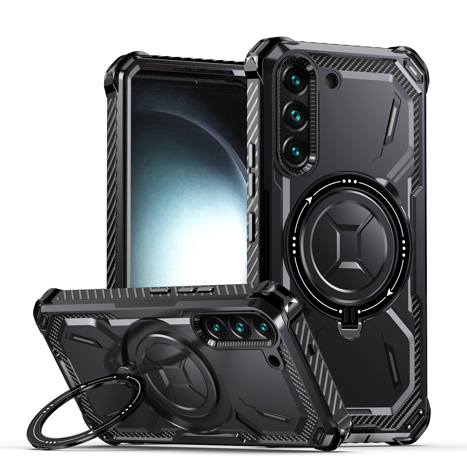 For Samsung Galaxy S21 5G Armor Series Holder Phone Case(Black) For Samsung Galaxy S21 5G Armor Series Holder Phone Case(Black)