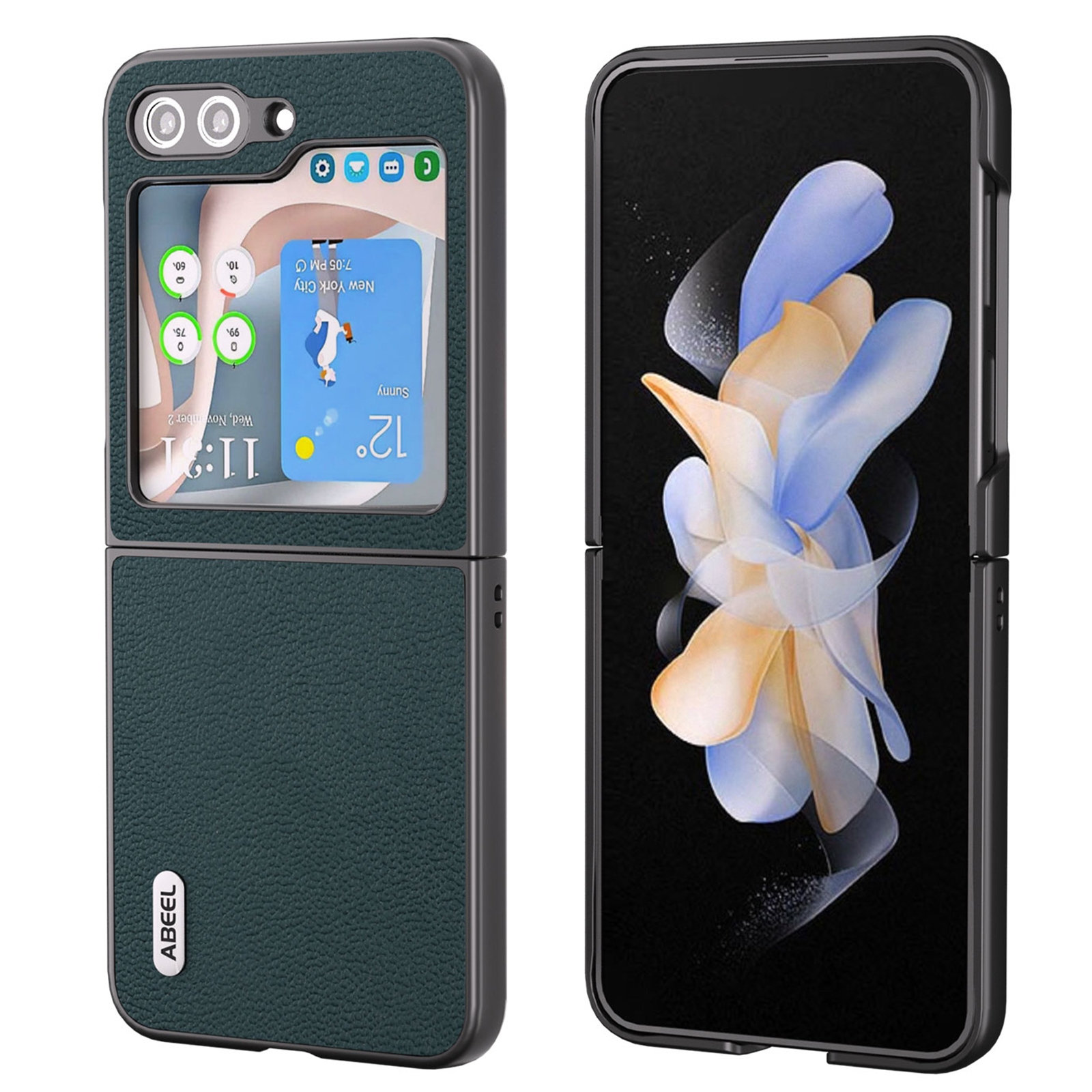 For Samsung Galaxy Z Flip5 ABEEL Genuine Leather Luolai Series Phone Case(Dark Green) For Samsung Galaxy Z Flip5 ABEEL Genuine Leather Luolai Series Phone Case(Dark Green)