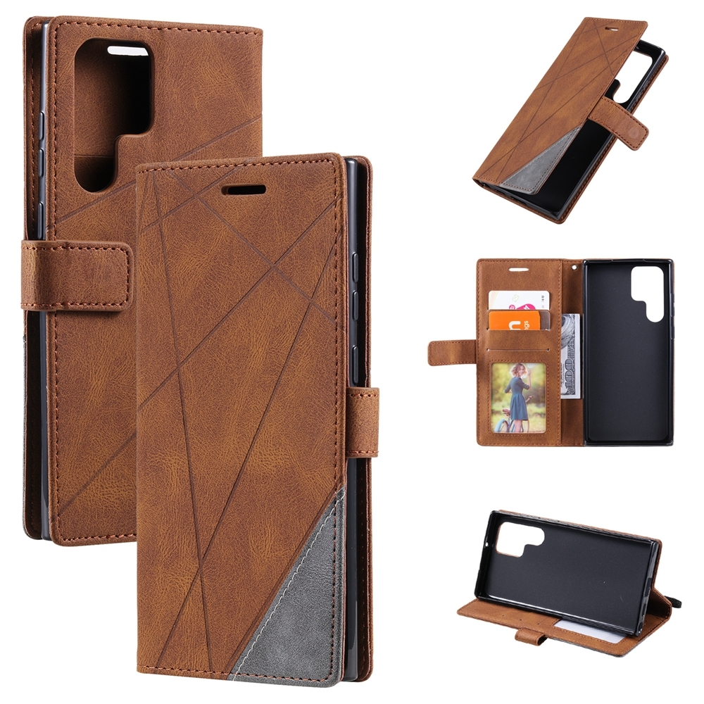 For Samsung Galaxy S24 Ultra 5G Skin Feel Splicing Leather Phone Case(Brown) For Samsung Galaxy S24 Ultra 5G Skin Feel Splicing Leather Phone Case(Brown)