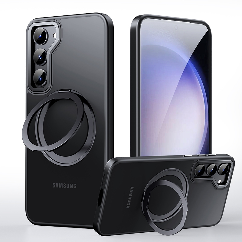 For Samsung Galaxy S23 5G 360 Rotating MagSafe Magnetic Skin Feel Phone Case(Black) For Samsung Galaxy S23 5G 360 Rotating MagSafe Magnetic Skin Feel Phone Case(Black)
