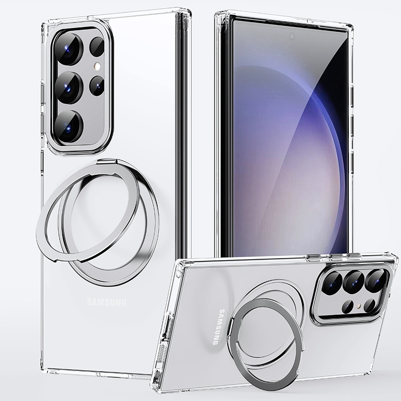 For Samsung Galaxy S23 Ultra 5G 360 Rotating MagSafe Magnetic Skin Feel Phone Case(Silver) For Samsung Galaxy S23 Ultra 5G 360 Rotating MagSafe Magnetic Skin Feel Phone Case(Silver)