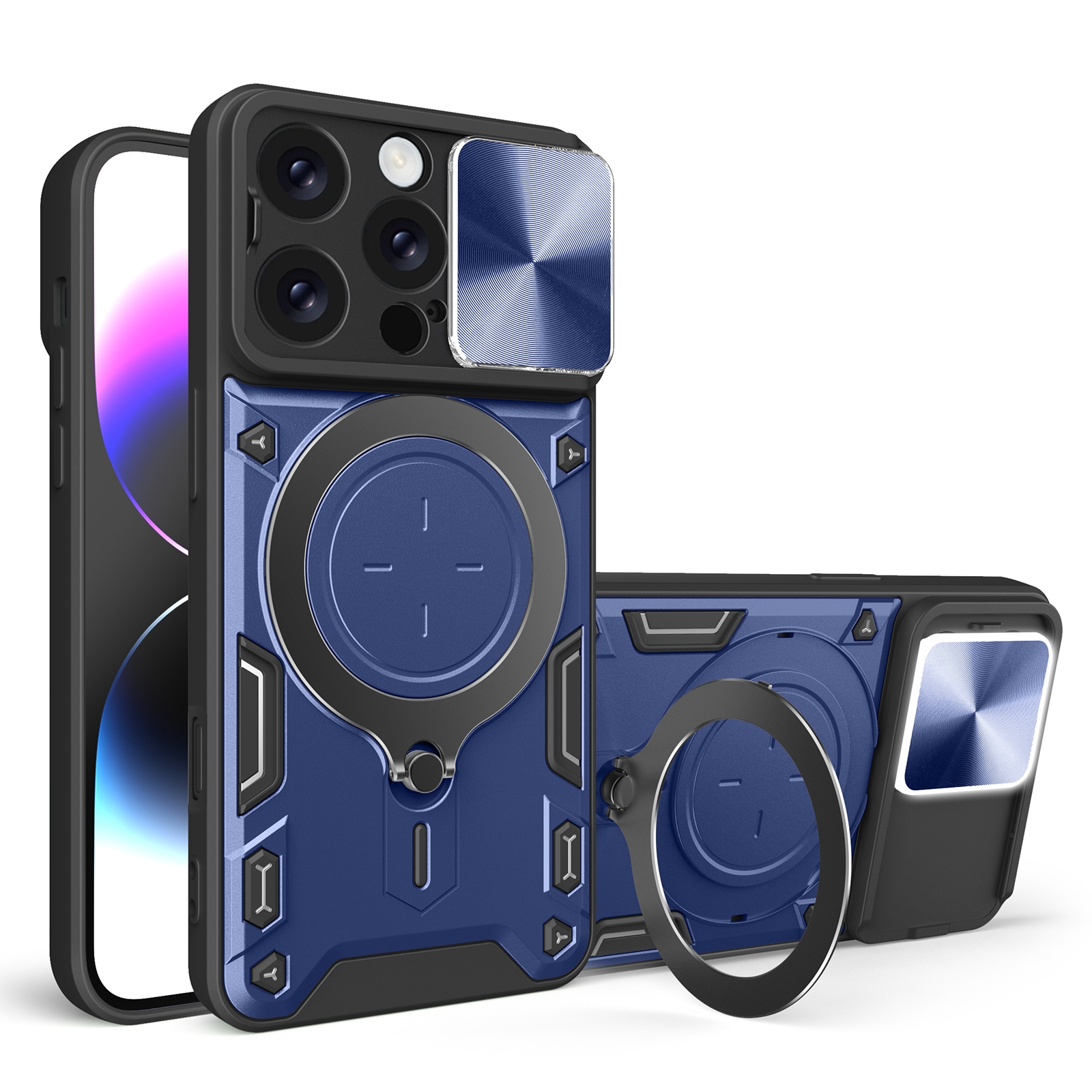 For iPhone 16 Pro CD Texture Sliding Camshield Magnetic Holder Phone Case(Purple) For iPhone 16 Pro CD Texture Sliding Camshield Magnetic Holder Phone Case(Purple)