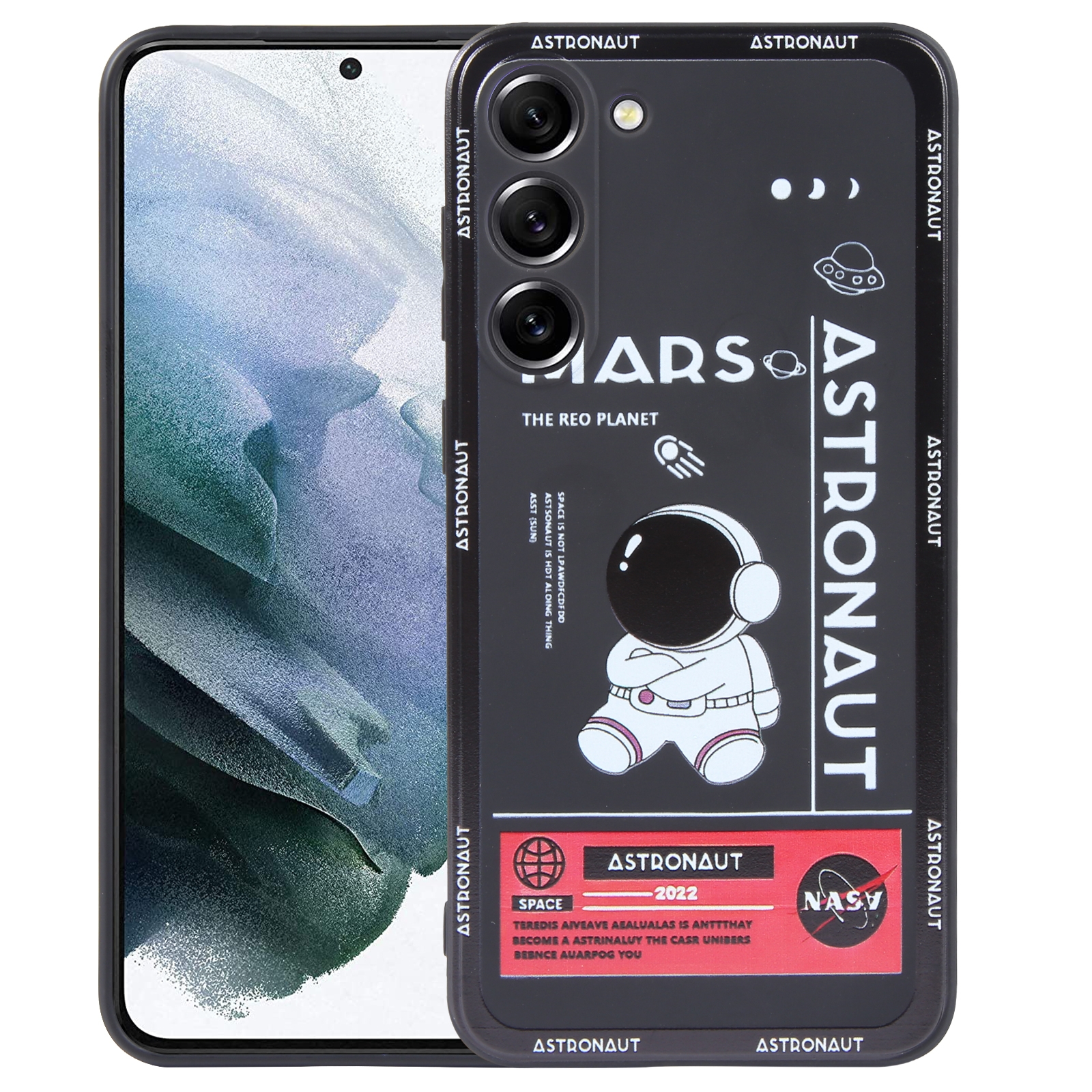 For Samsung Galaxy S21+ 5G Astronaut Pattern Silicone Straight Edge Phone Case(Mars Astronaut-Black) For Samsung Galaxy S21+ 5G Astronaut Pattern Silicone Straight Edge Phone Case(Mars Astronaut-Black)