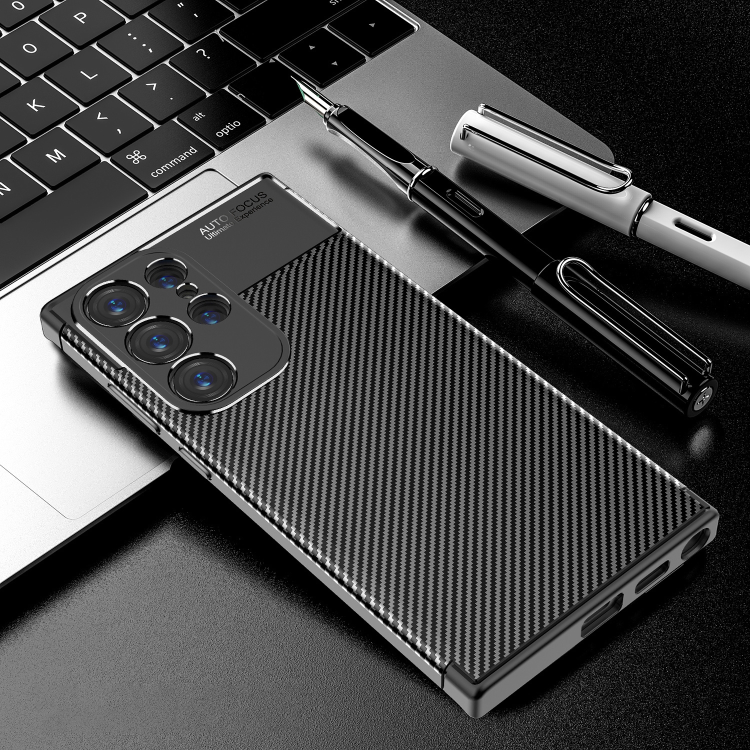 For Samsung Galaxy S24 Ultra 5G Carbon Fiber Texture Shockproof TPU Phone Case(Black)
