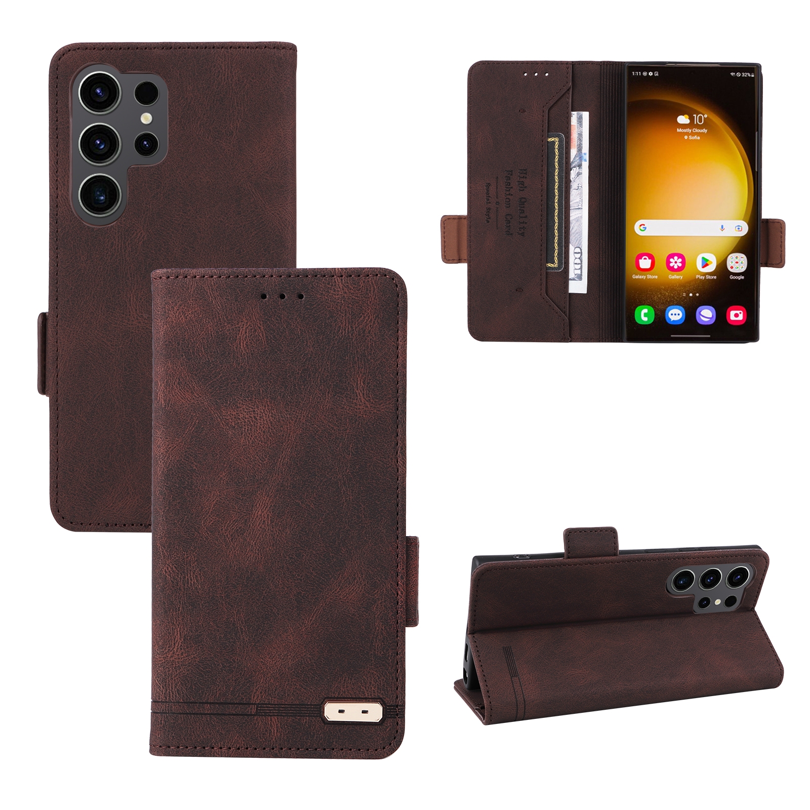For Samsung Galaxy S24 Ultra 5G Magnetic Clasp Leather Phone Case(Brown) For Samsung Galaxy S24 Ultra 5G Magnetic Clasp Leather Phone Case(Brown)