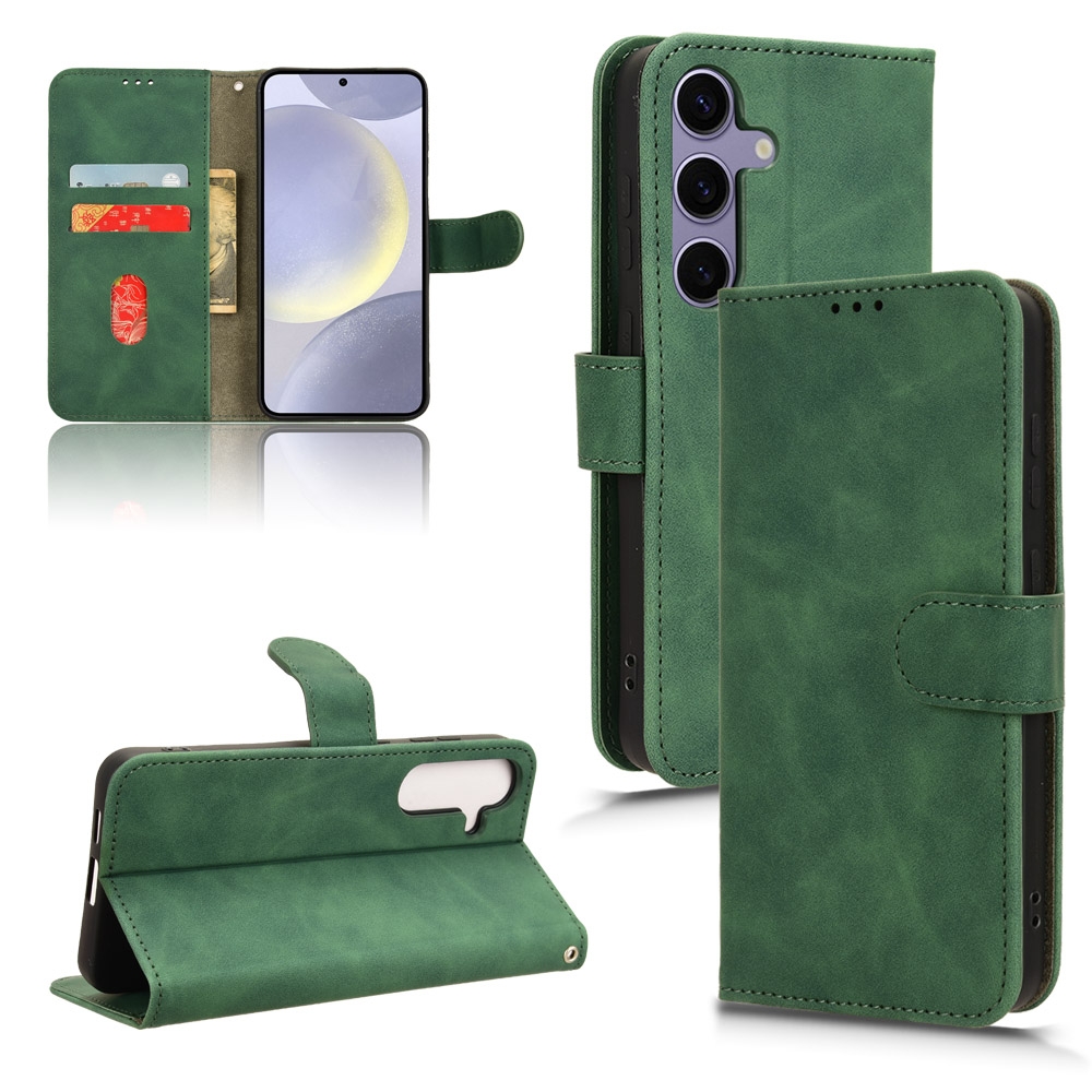 For Samsung Galaxy S24 5G Skin Feel Magnetic Flip Leather Phone Case(Green) For Samsung Galaxy S24 5G Skin Feel Magnetic Flip Leather Phone Case(Green)