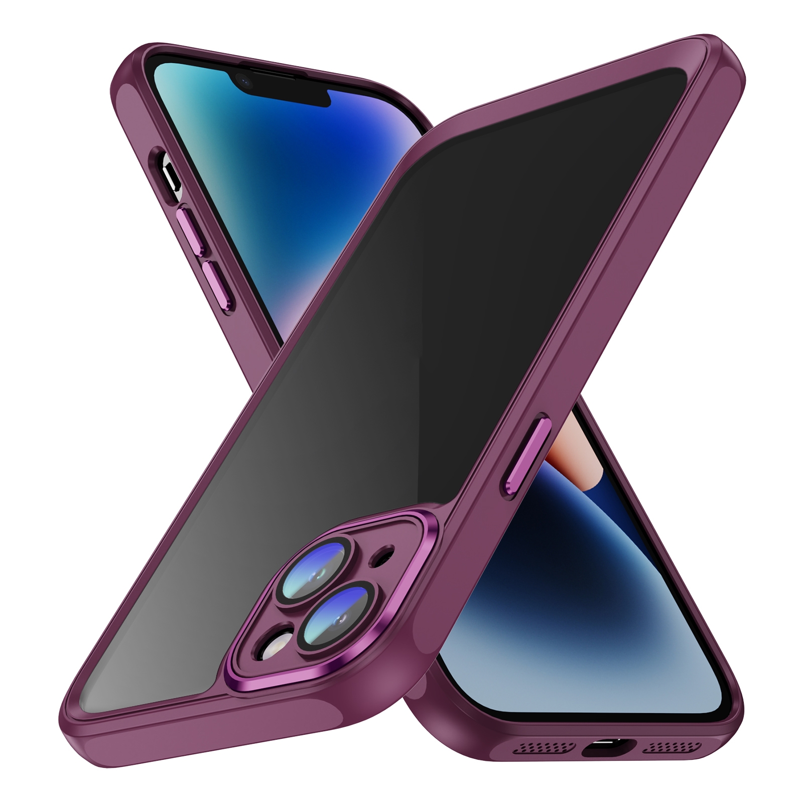 For iPhone 14 PC + TPU Phone Case with Lens Film(Rose Red) For iPhone 14 PC + TPU Phone Case with Lens Film(Rose Red)
