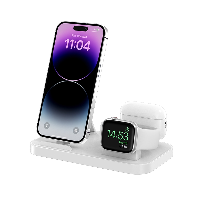 WA29 4 in 1 Magnetic Watch Wireless Charging Station with Dual 8 Pin Ports(White) WA29 4 in 1 Magnetic Watch Wireless Charging Station with Dual 8 Pin Ports(White)