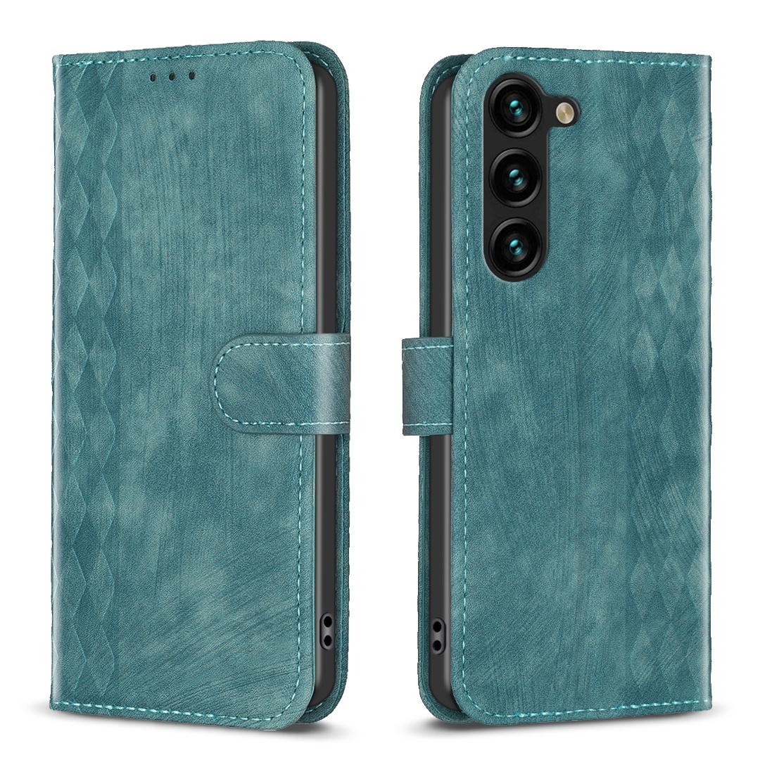 For Samsung Galaxy S23+ 5G Plaid Embossed Leather Phone Case(Green) For Samsung Galaxy S23+ 5G Plaid Embossed Leather Phone Case(Green)