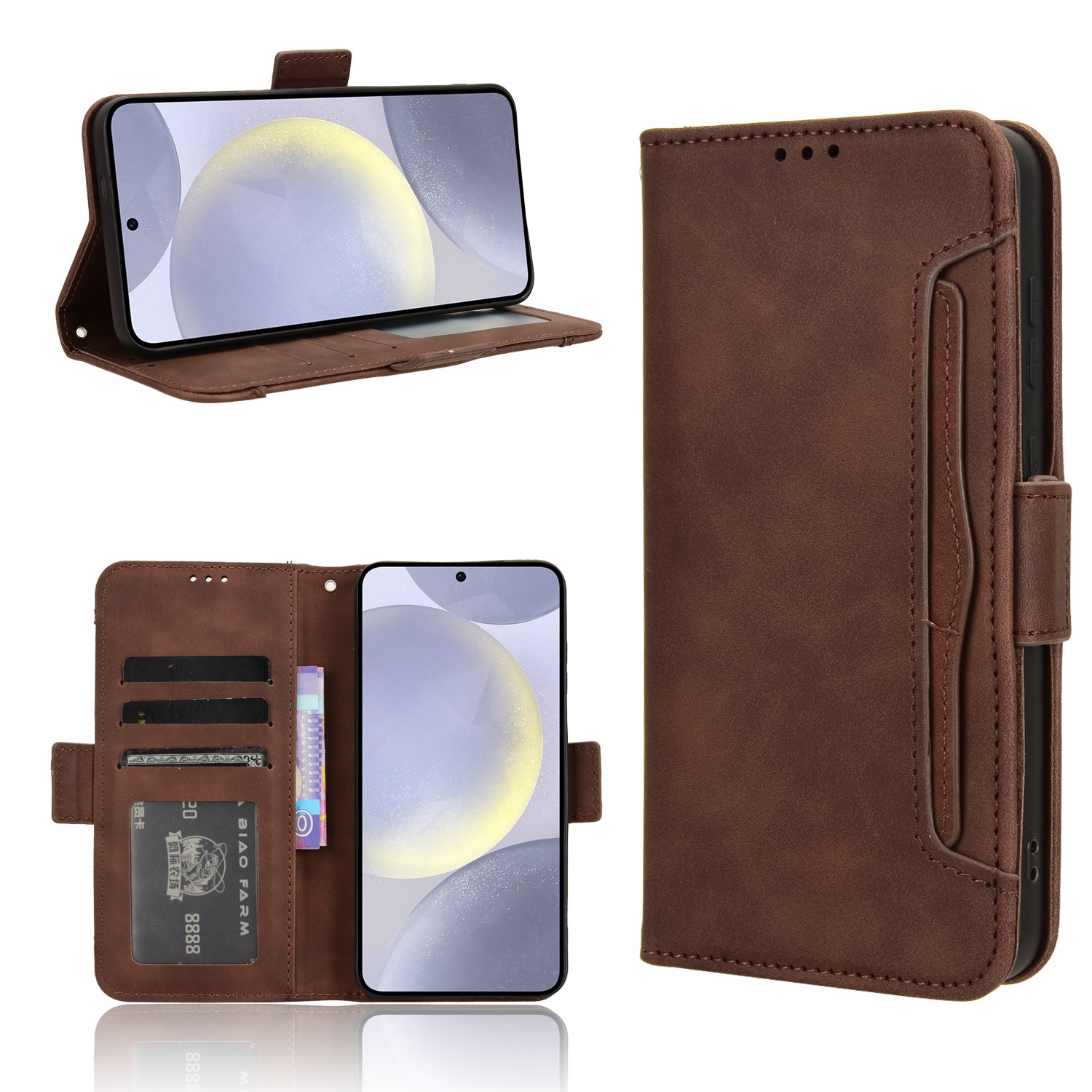 For Samsung Galaxy S24 5G Skin Feel Calf Texture Card Slots Leather Phone Case(Brown) For Samsung Galaxy S24 5G Skin Feel Calf Texture Card Slots Leather Phone Case(Brown)