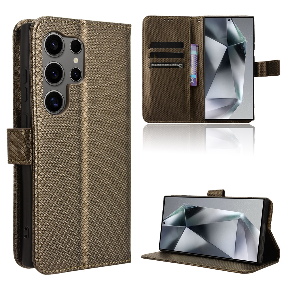 For Samsung Galaxy S24 Ultra 5G Diamond Texture Leather Phone Case(Brown) For Samsung Galaxy S24 Ultra 5G Diamond Texture Leather Phone Case(Brown)