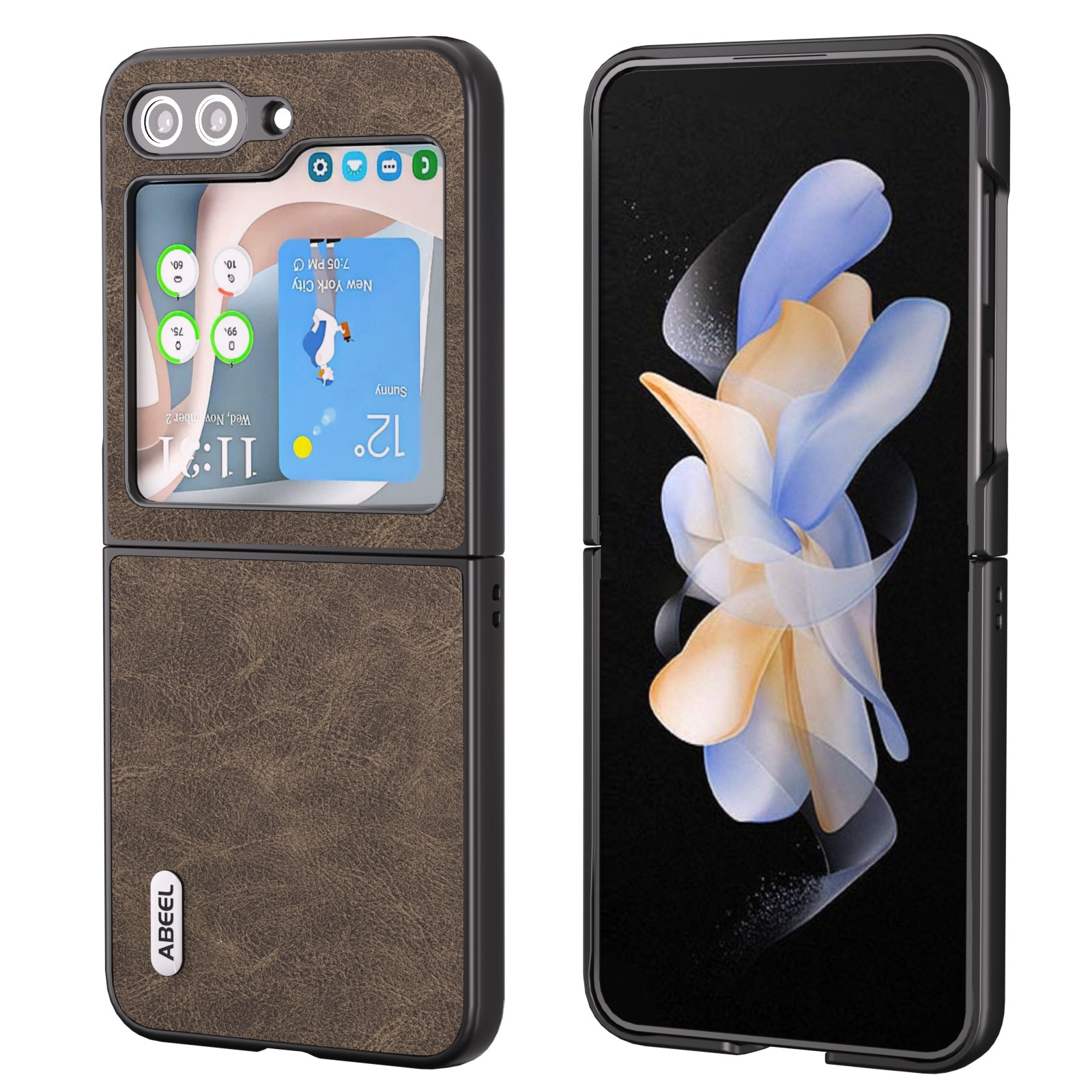 For Samsung Galaxy Z Flip5 ABEEL Dream Litchi Texture PU Phone Case(Khaki) For Samsung Galaxy Z Flip5 ABEEL Dream Litchi Texture PU Phone Case(Khaki)