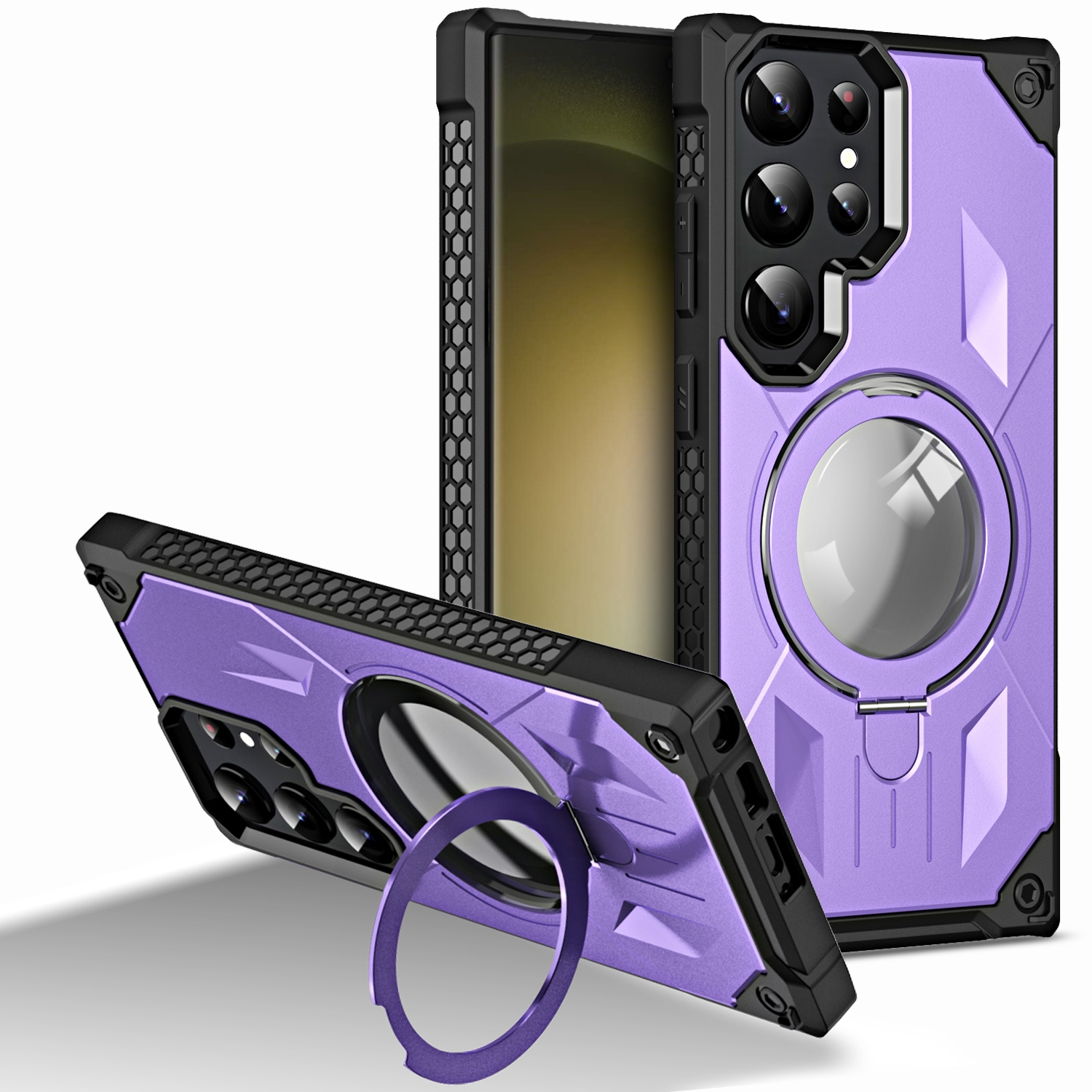 For Samsung Galaxy S22 Ultra 5G MagSafe Magnetic Holder Phone Case(Dark Purple) For Samsung Galaxy S22 Ultra 5G MagSafe Magnetic Holder Phone Case(Dark Purple)