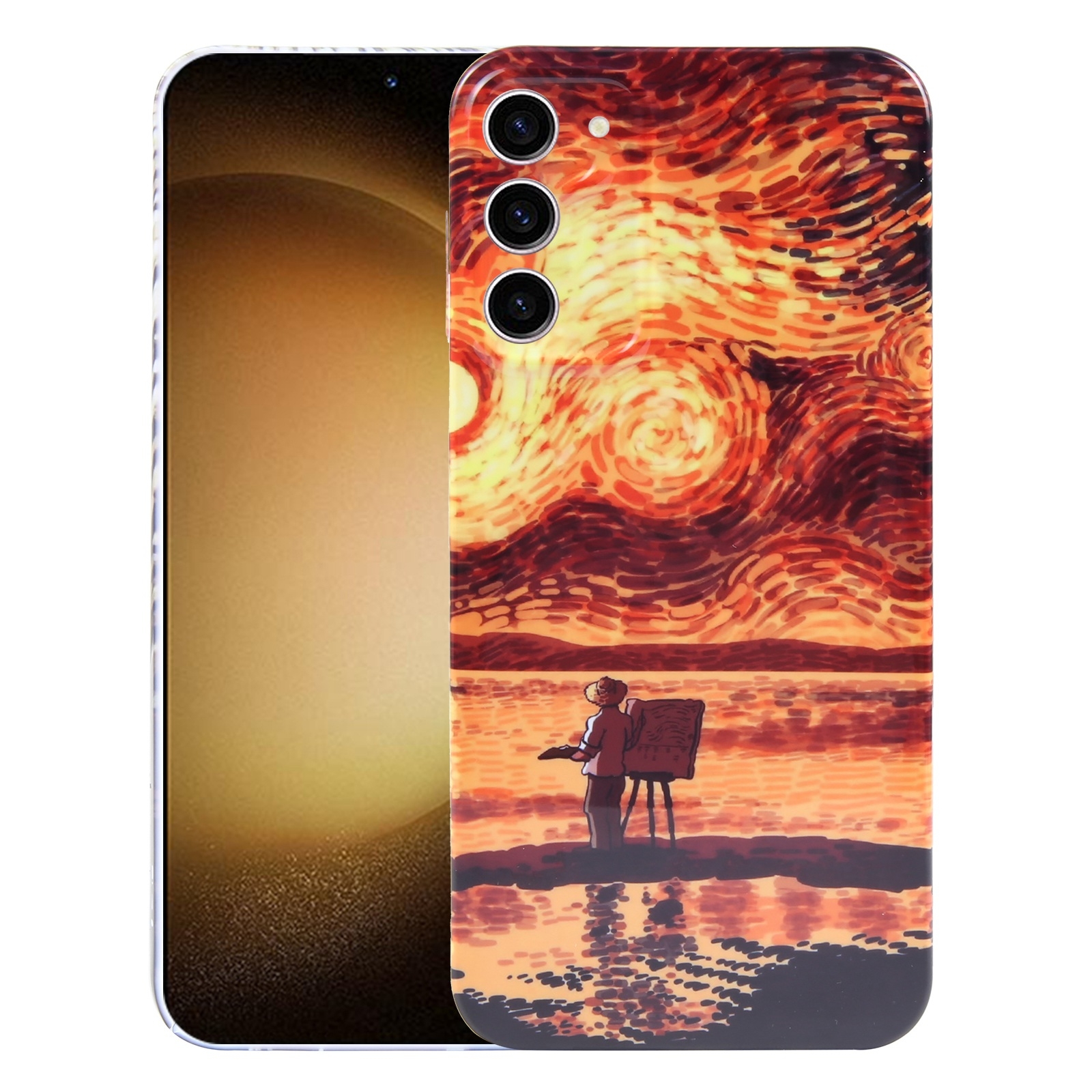 For Samsung Galaxy S23+ 5G Precise Hole Oil Painting Pattern PC Phone Case(Sunset) For Samsung Galaxy S23+ 5G Precise Hole Oil Painting Pattern PC Phone Case(Sunset)