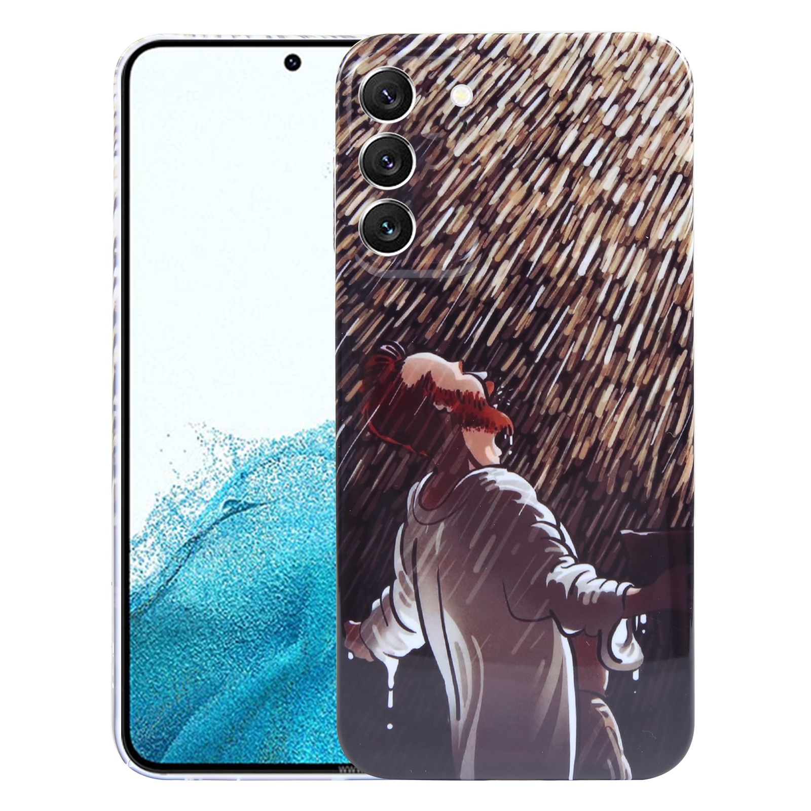 For Samsung Galaxy S22 5G Precise Hole Oil Painting Pattern PC Phone Case(Rain) For Samsung Galaxy S22 5G Precise Hole Oil Painting Pattern PC Phone Case(Rain)