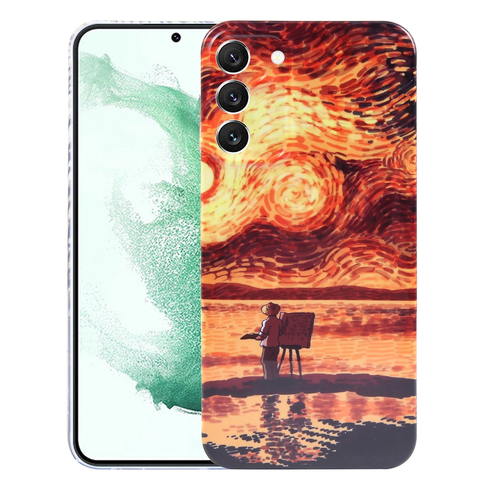 For Samsung Galaxy S22+ 5G Precise Hole Oil Painting Pattern PC Phone Case(Sunset) For Samsung Galaxy S22+ 5G Precise Hole Oil Painting Pattern PC Phone Case(Sunset)